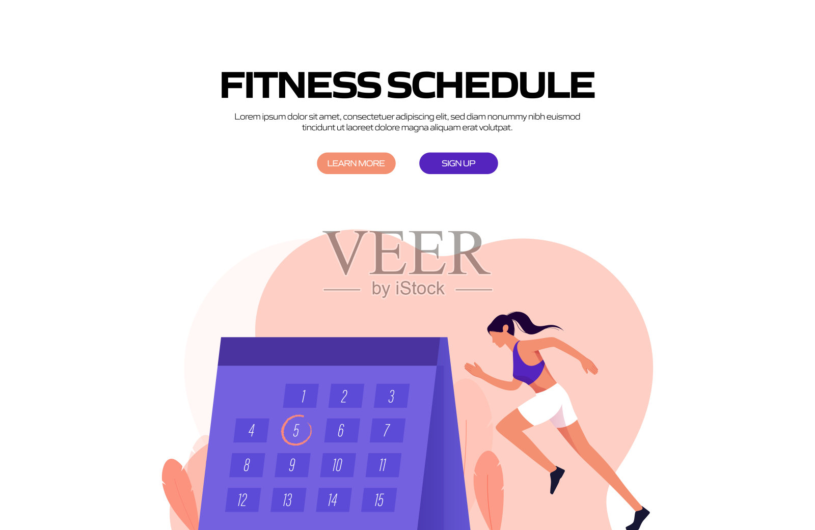 健身和健身概念横幅设计。现代平面风格矢量插图插画图片素材