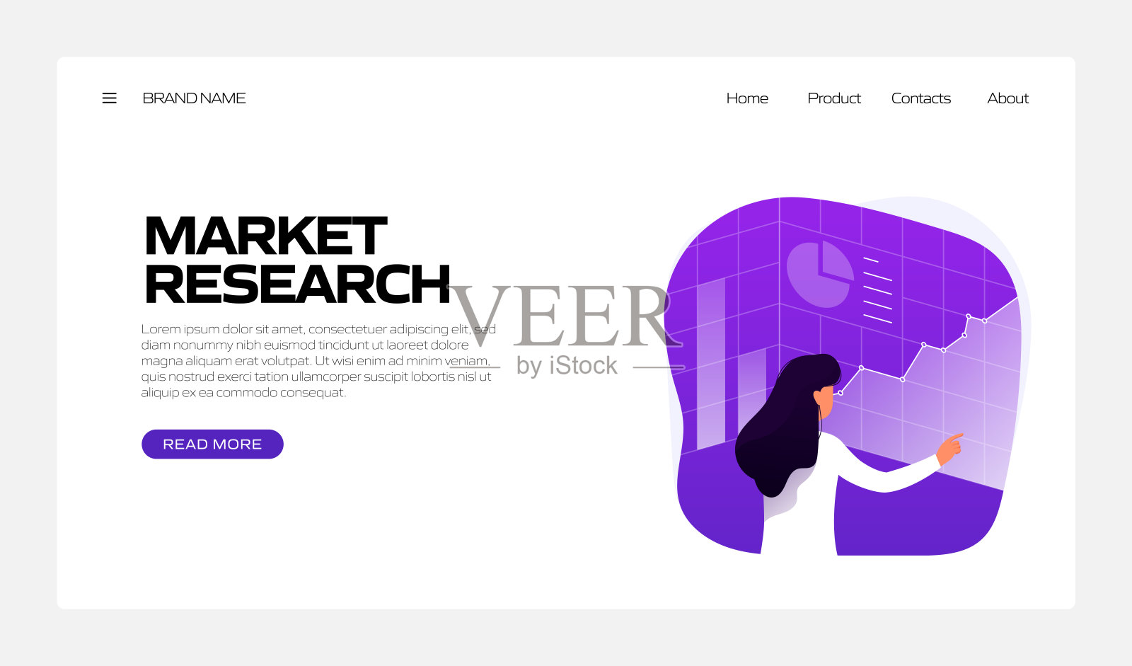 市场研究概念矢量插图登陆页面模板，网站横幅，广告和营销材料，在线广告，业务演示等。插画图片素材