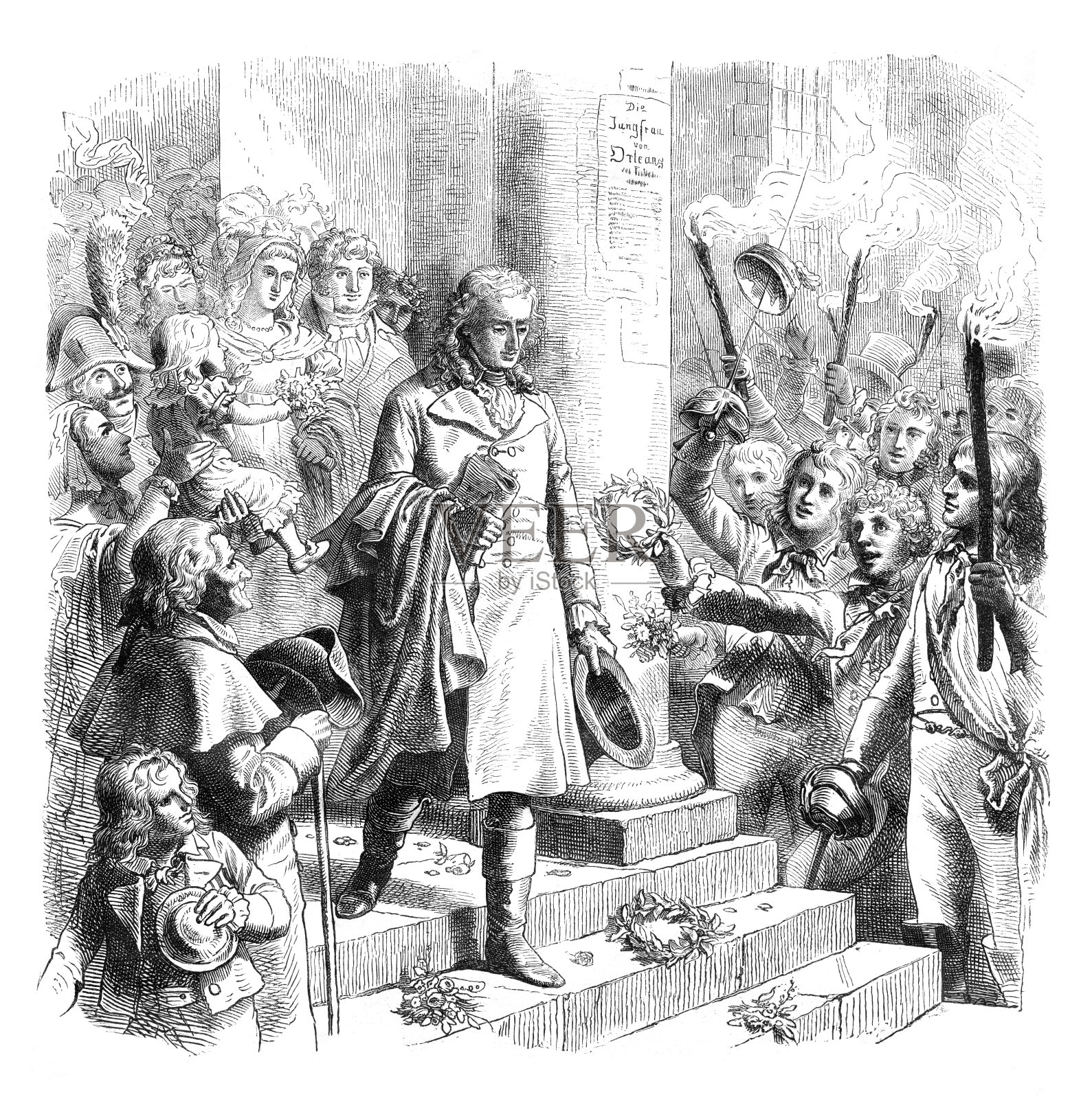 弗里德里希·席勒在莱比锡17。1801年9月《奥尔良少女》首映后插画图片素材