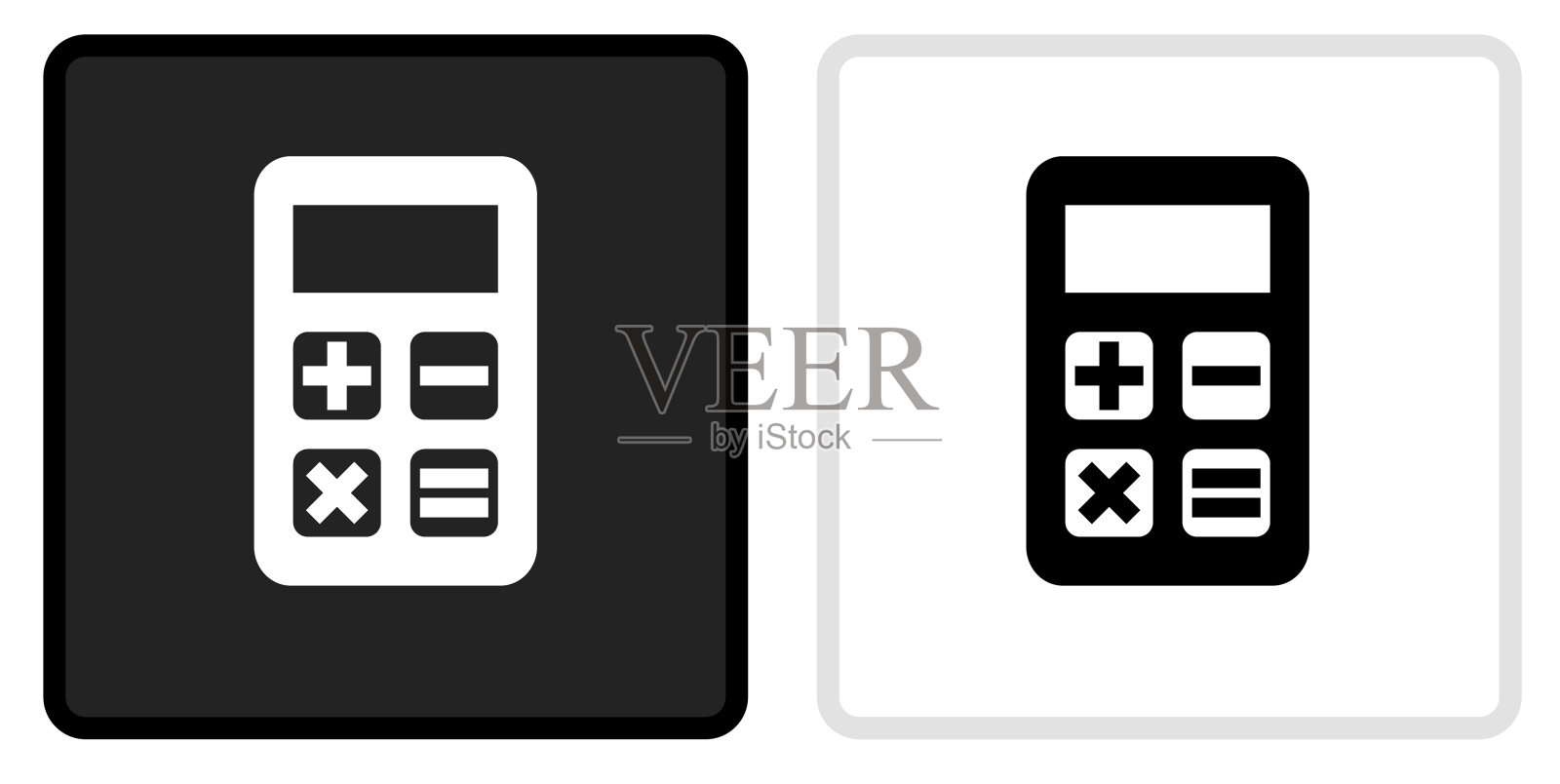 计算器图标上的黑色按钮与白色翻转插画图片素材