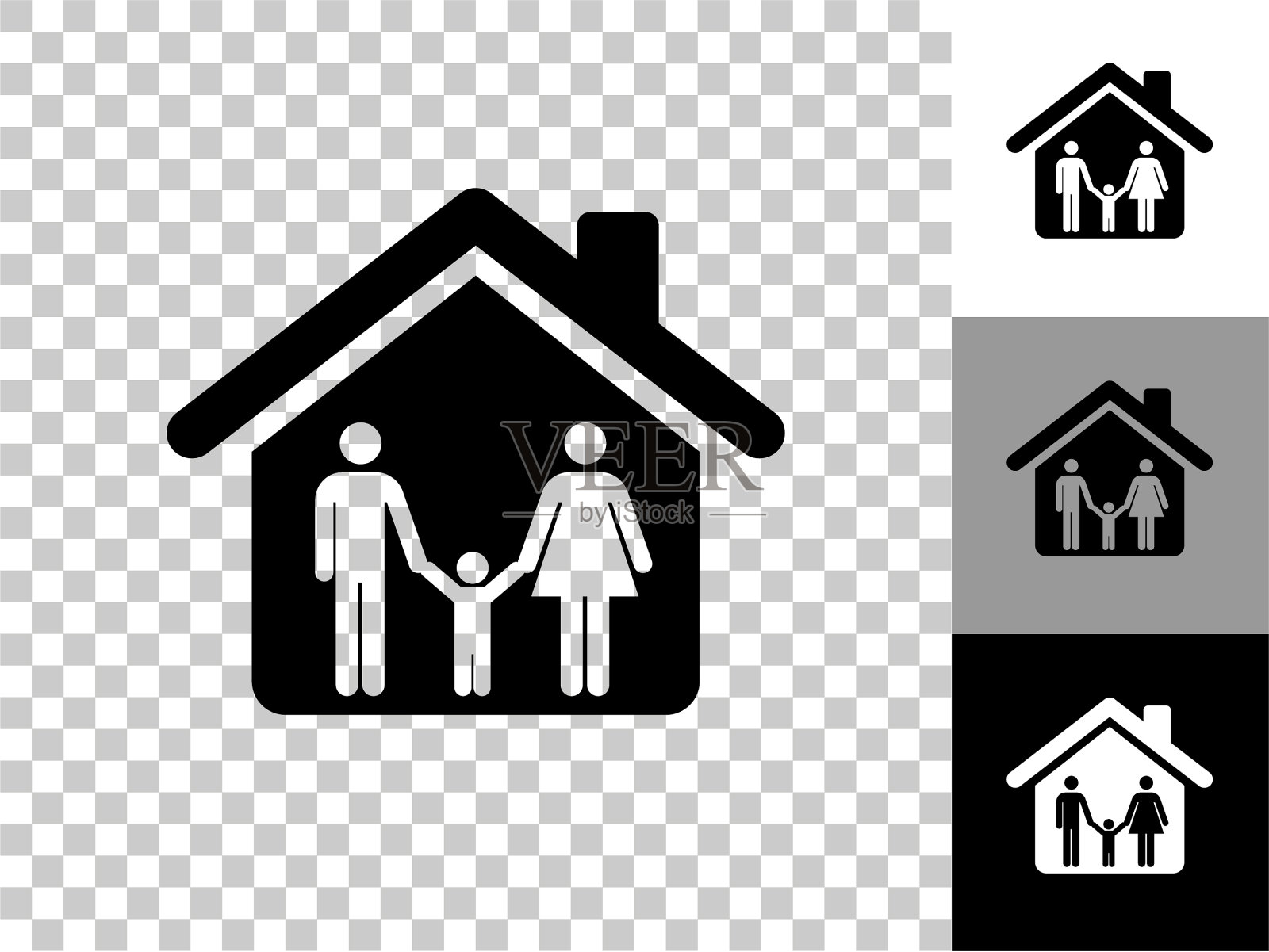 Home & Family图标在棋盘透明的背景插画图片素材