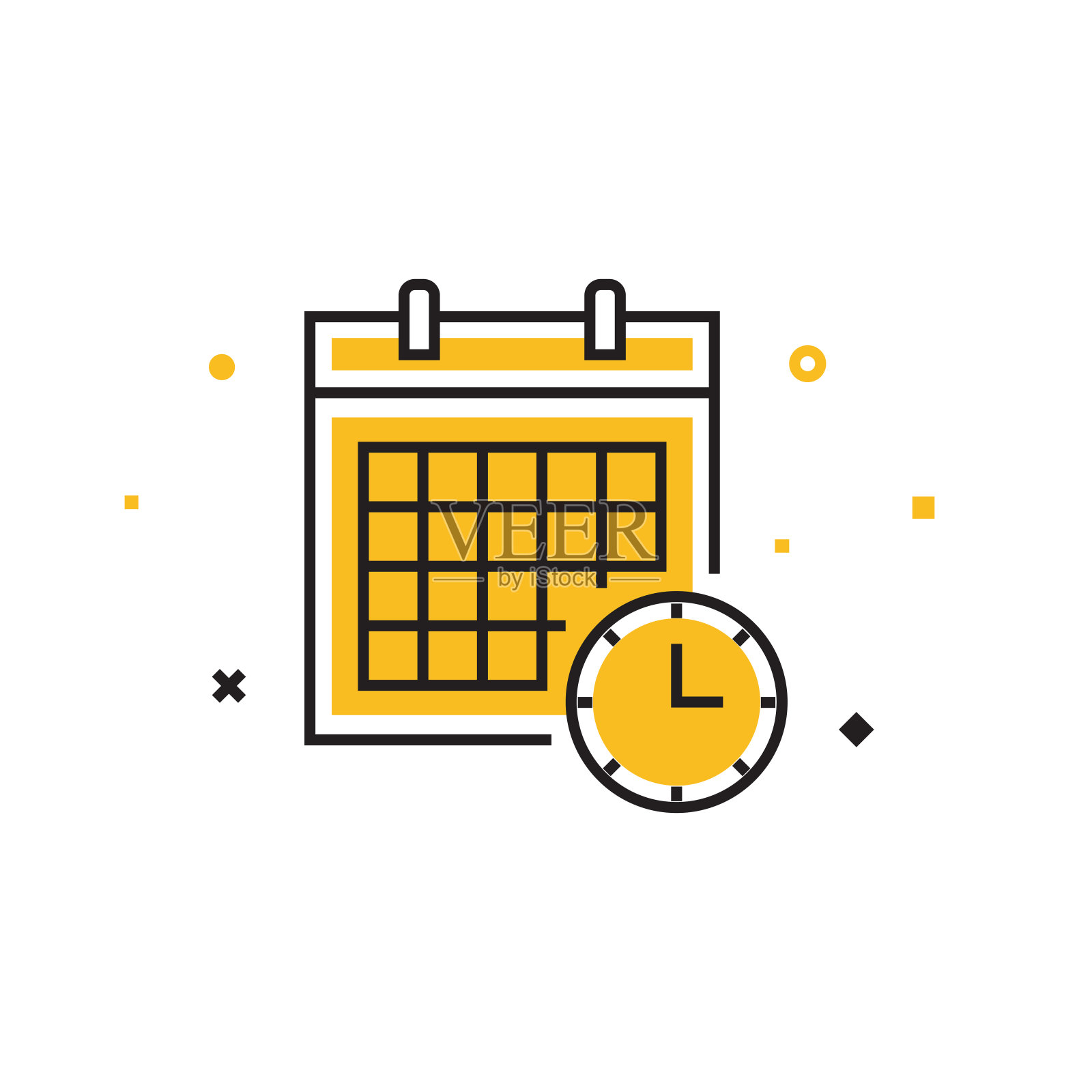 时间表平面线图标，轮廓矢量符号插图。像素完美插画图片素材