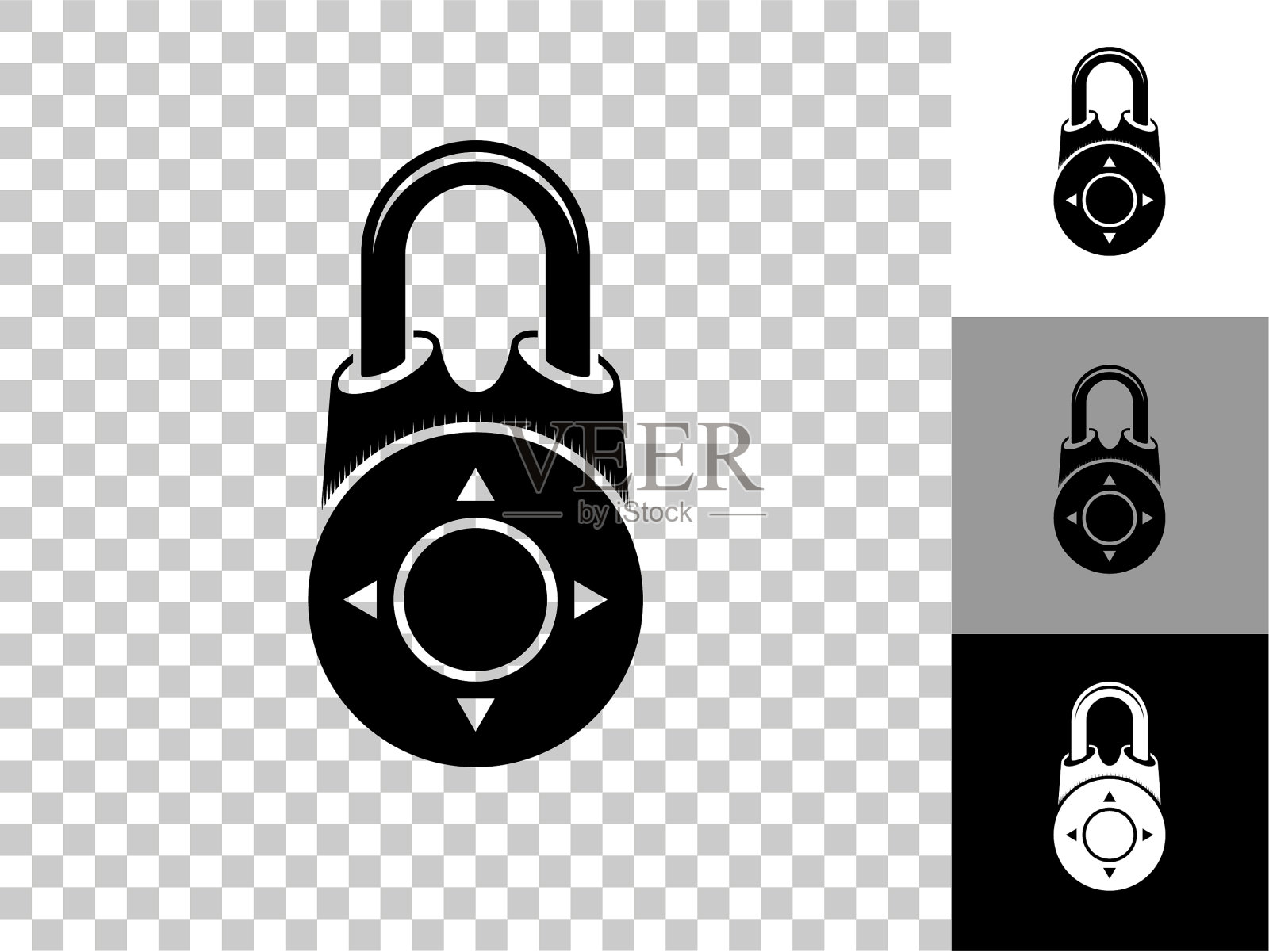 安全锁定图标上的棋盘透明背景插画图片素材