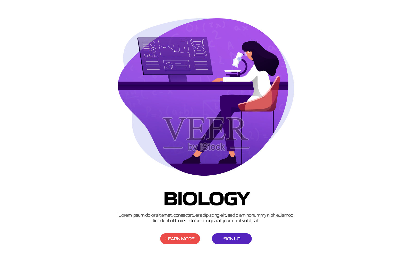 生物矢量插图登陆页面模板，网站横幅，广告和营销材料，在线广告，业务演示等。插画图片素材