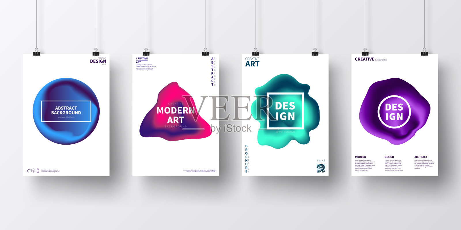 彩色抽象设计海报，孤立在白色背景上插画图片素材