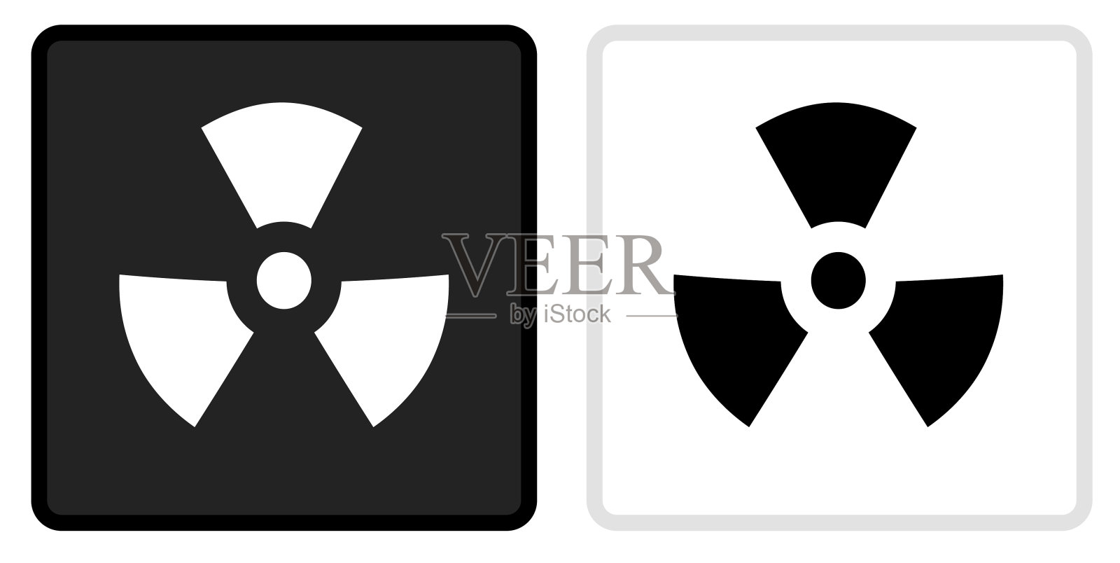 白色覆蓋的黑色按鈕上的核標誌圖標插画图片素材