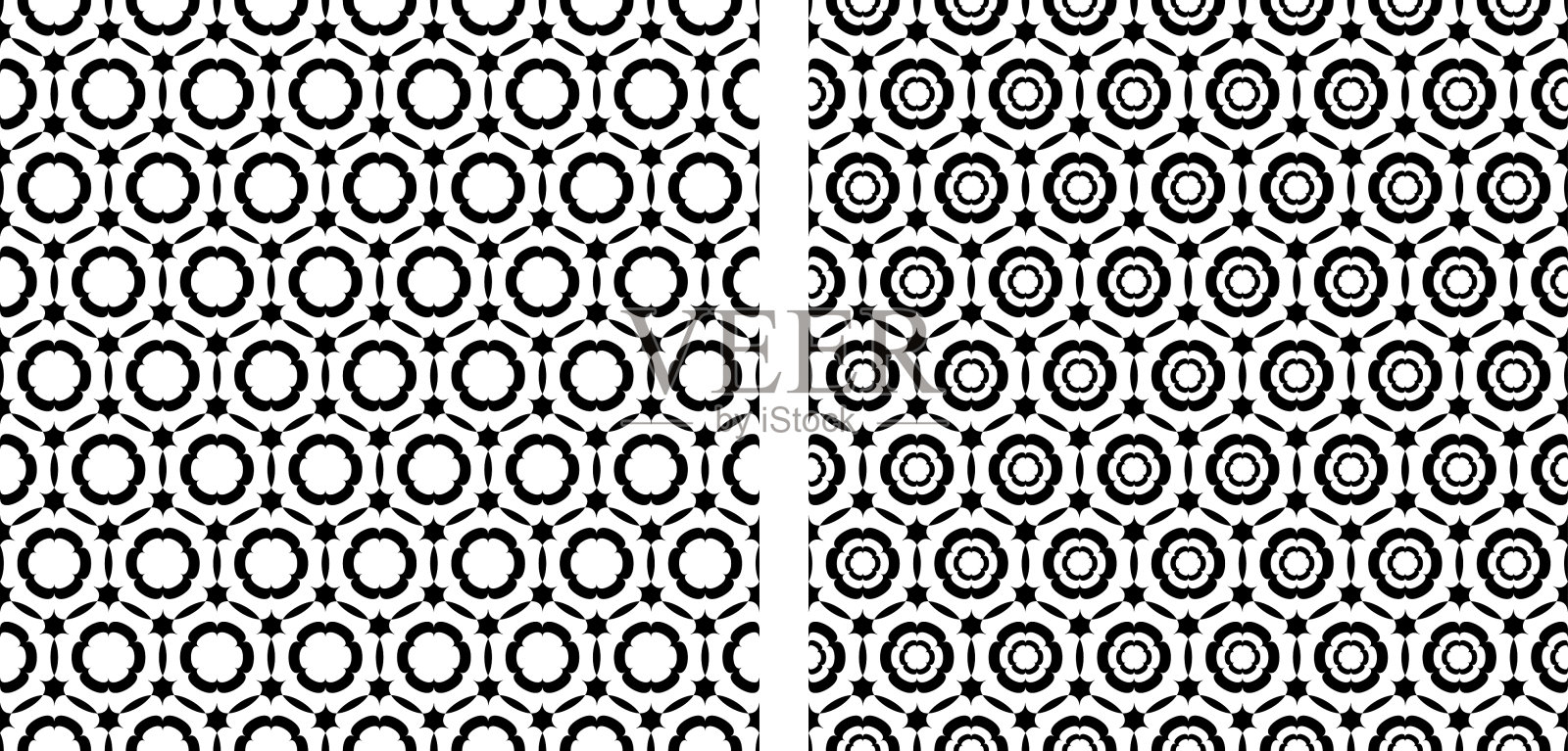 无缝黑白花窗轮廓图案插画图片素材