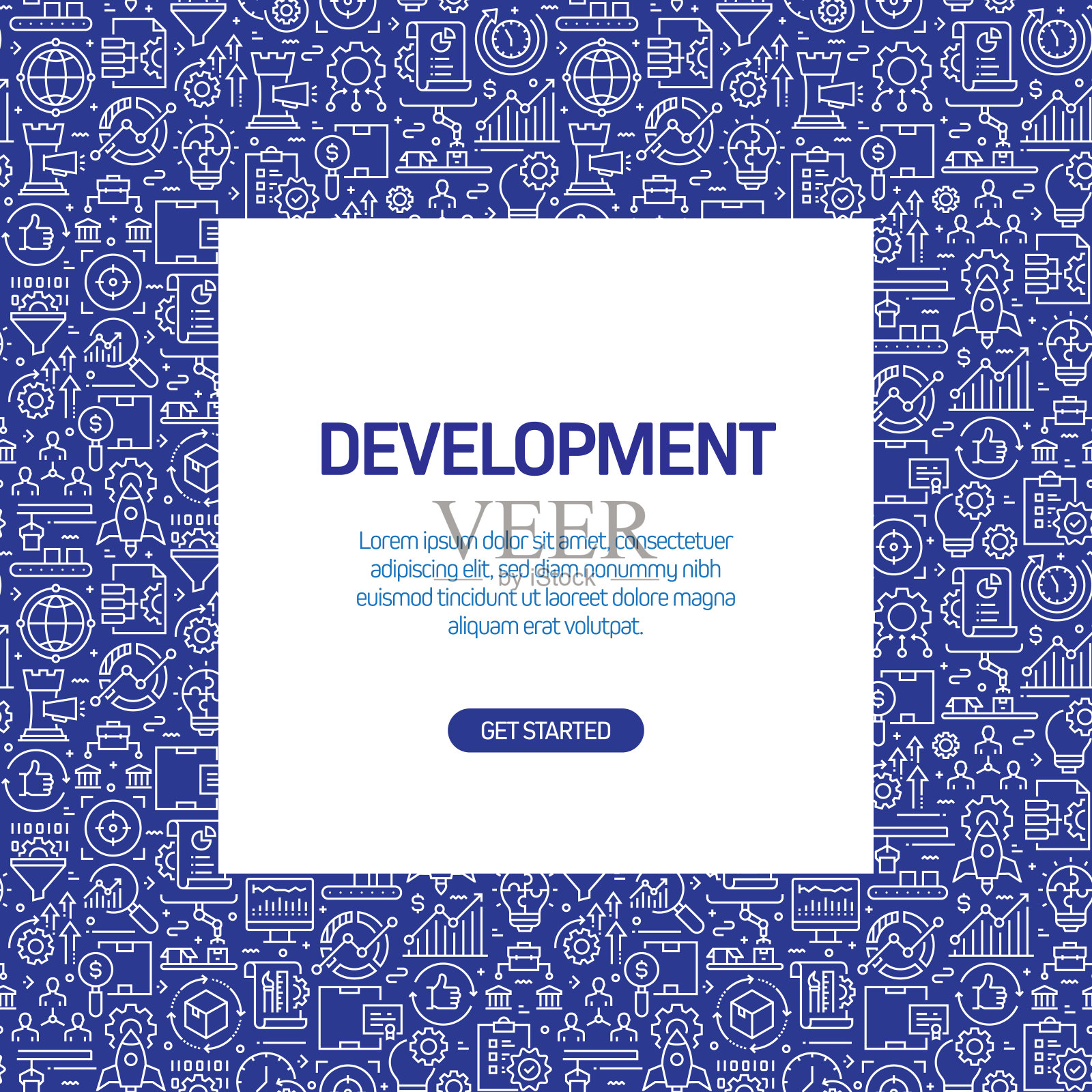 开发相关的旗帜设计与无缝模式插画图片素材