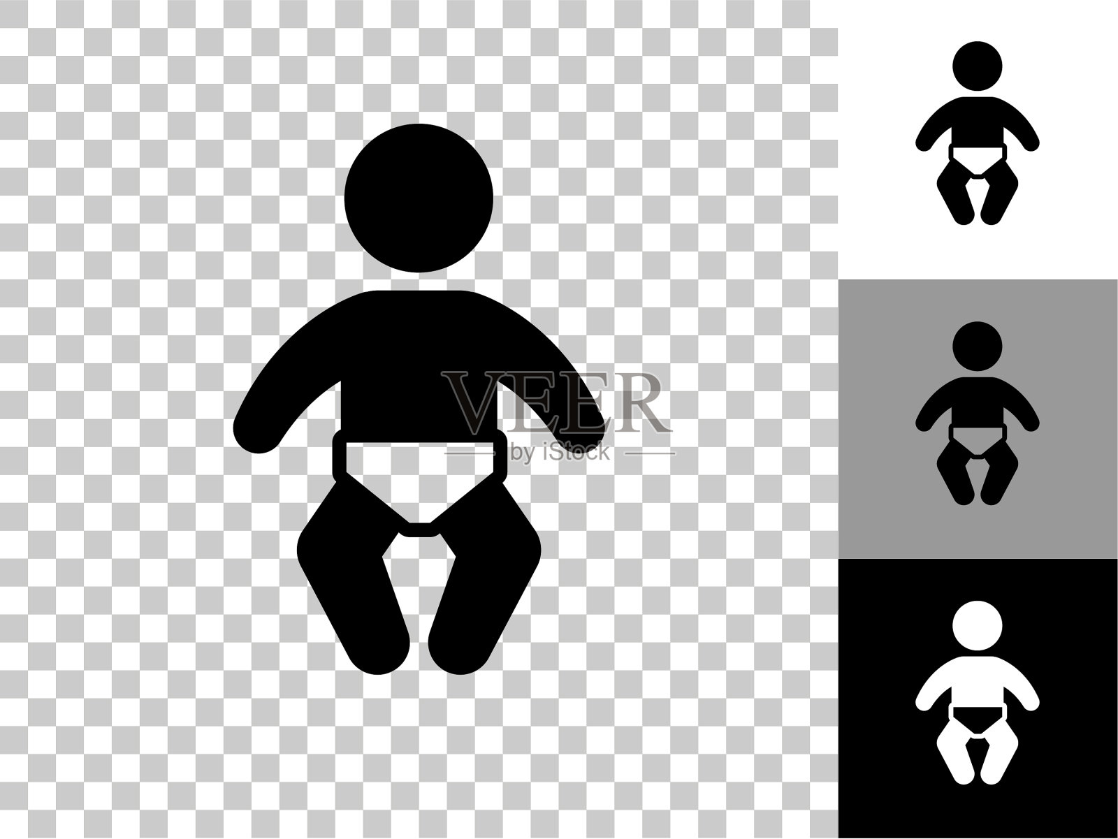 婴儿图标在棋盘透明的背景插画图片素材