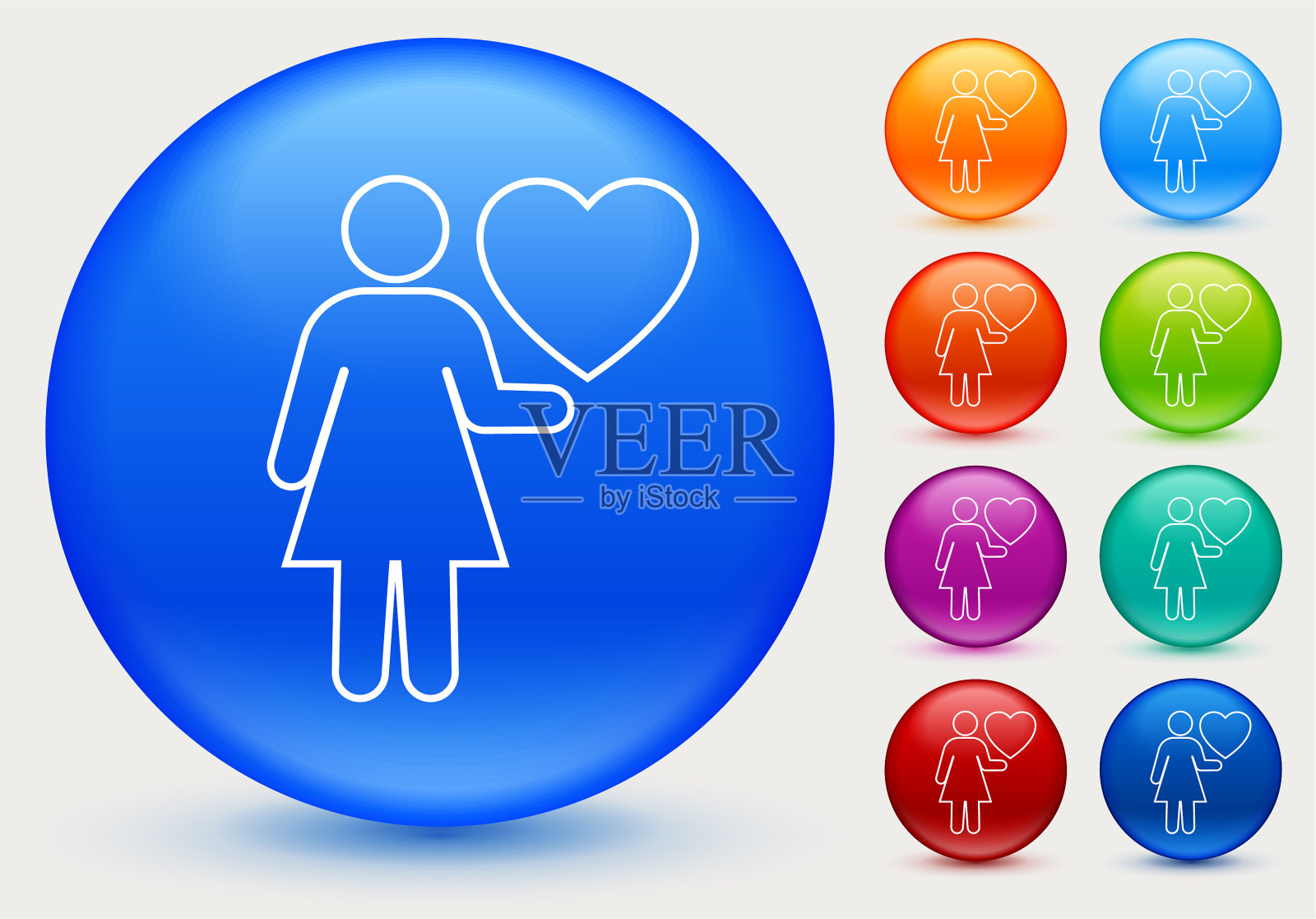 女人与心的爱图标插画图片素材