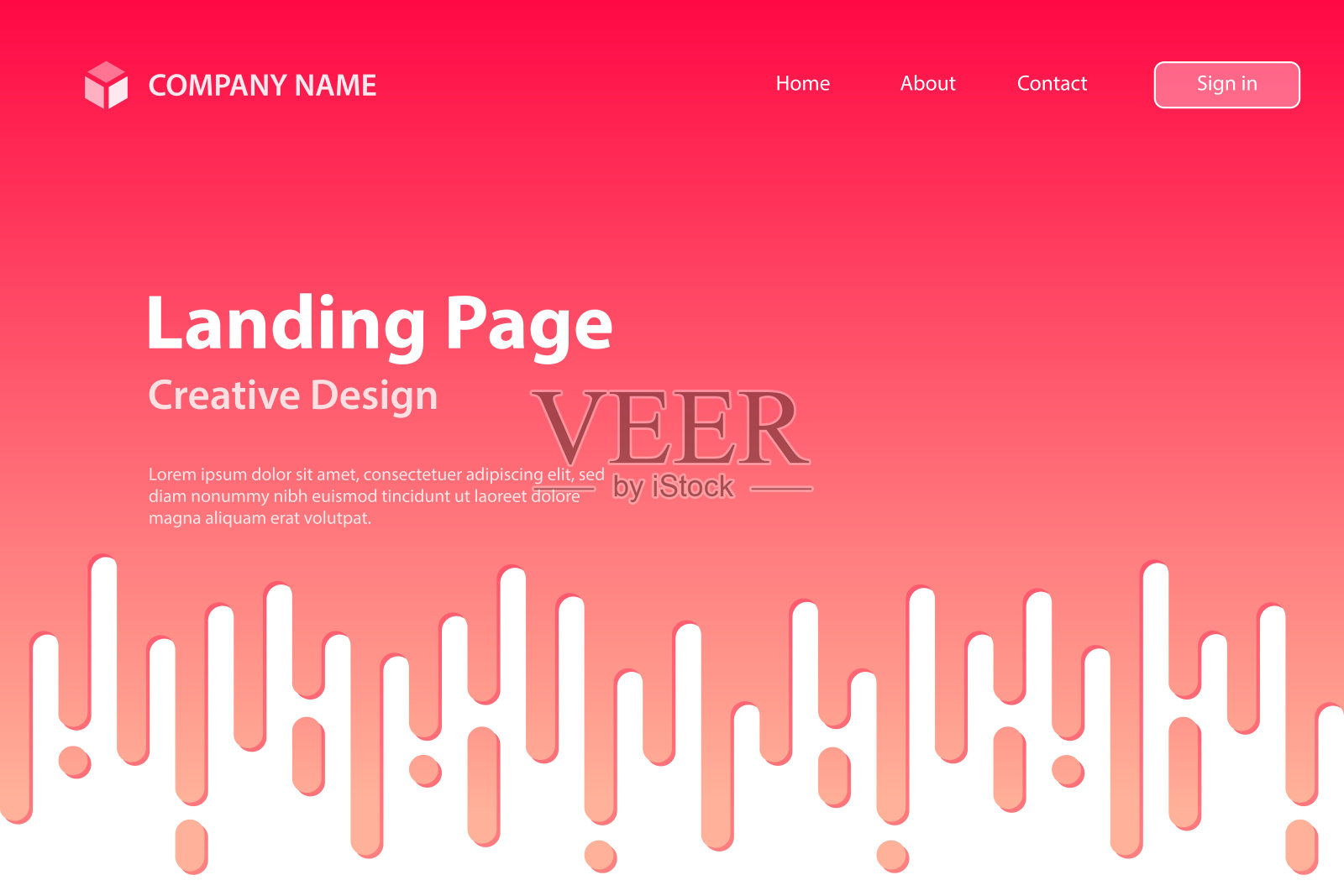 登陆页面模板-抽象圆角线-半色调过渡-红色无缝背景插画图片素材