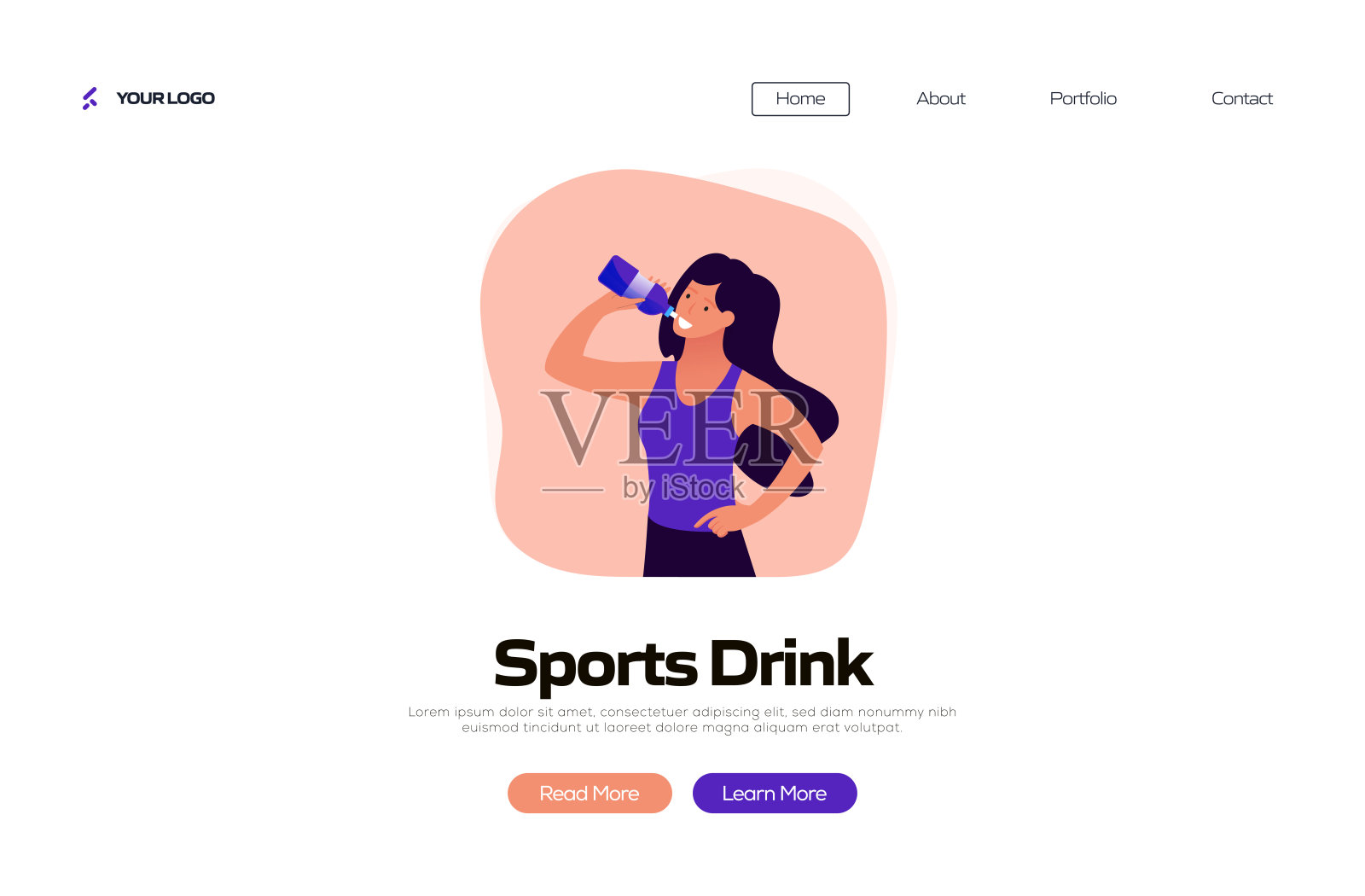 健身和锻炼概念登陆页面设计。现代平面风格矢量插图插画图片素材