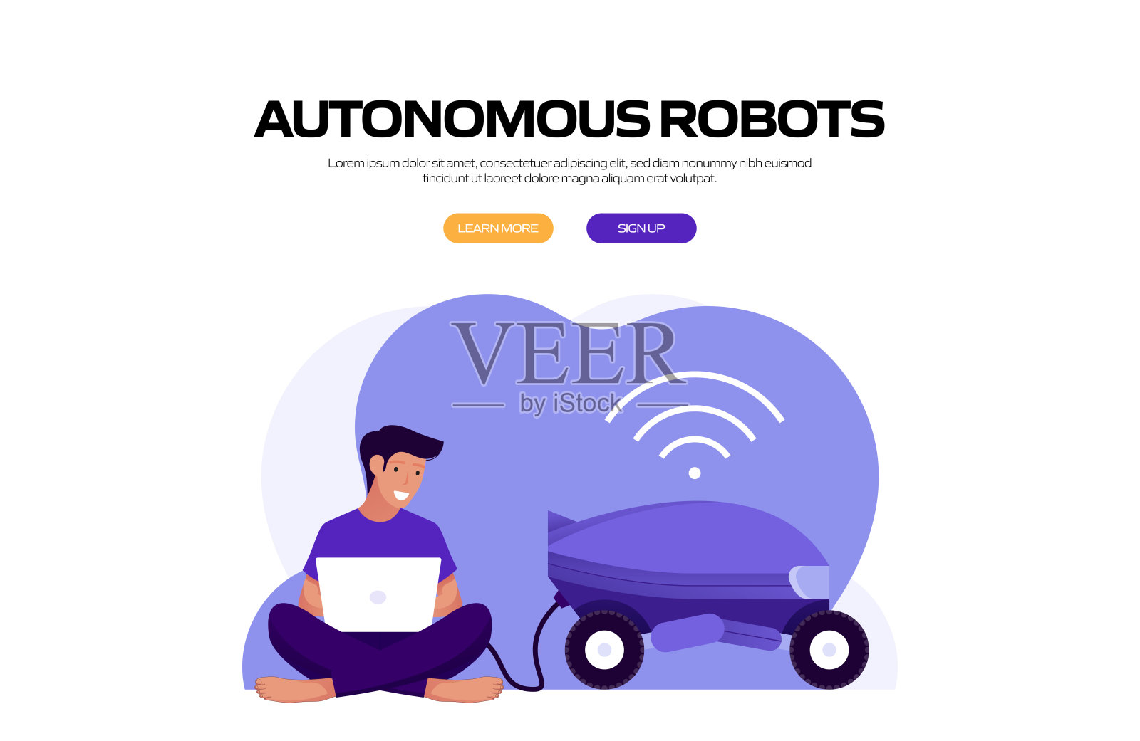 机器人，机器人行业概念矢量插图网站横幅，广告和营销材料，在线广告，商业演示等。插画图片素材