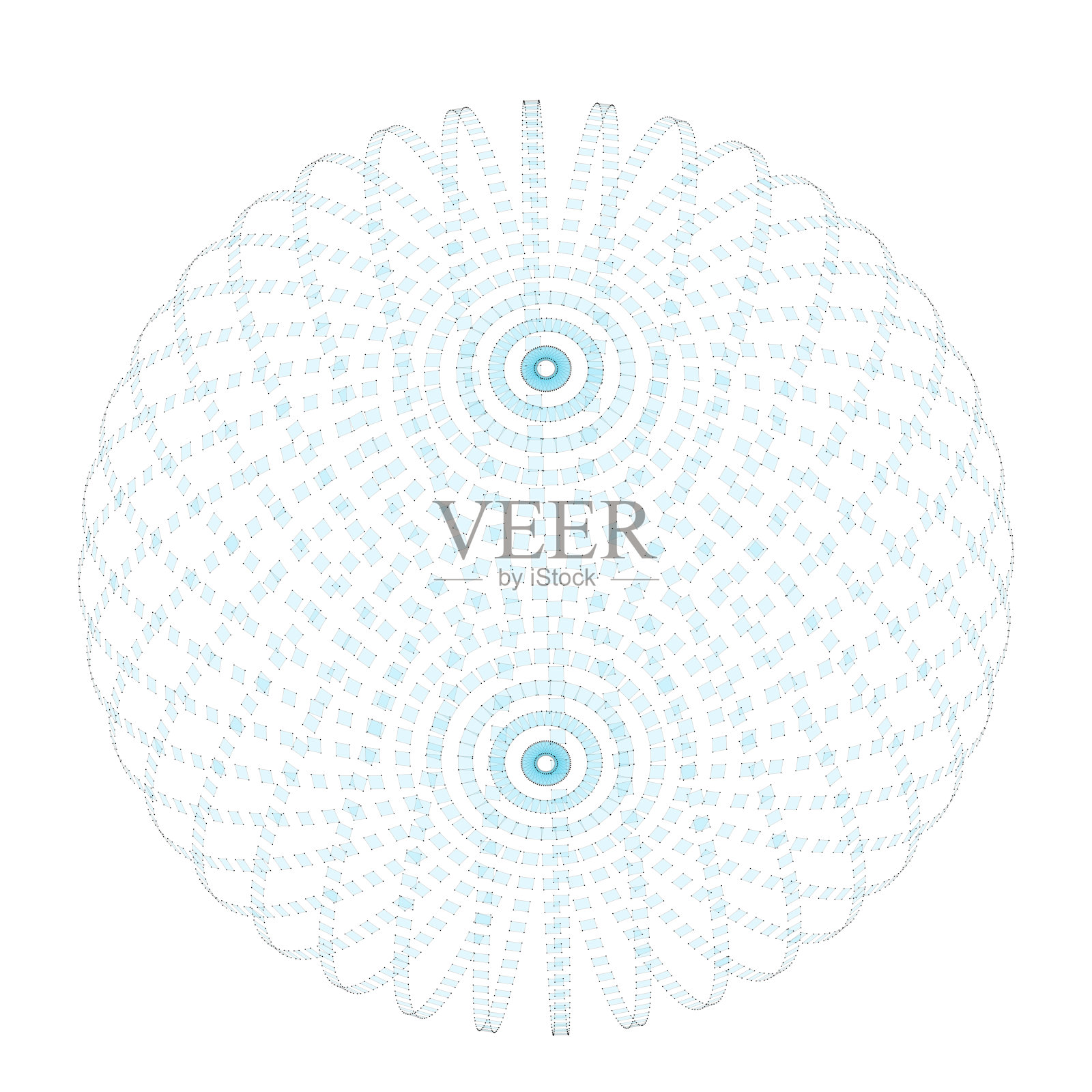 抽象的球形透明的三维形状制成的立体正方形与透视插画图片素材