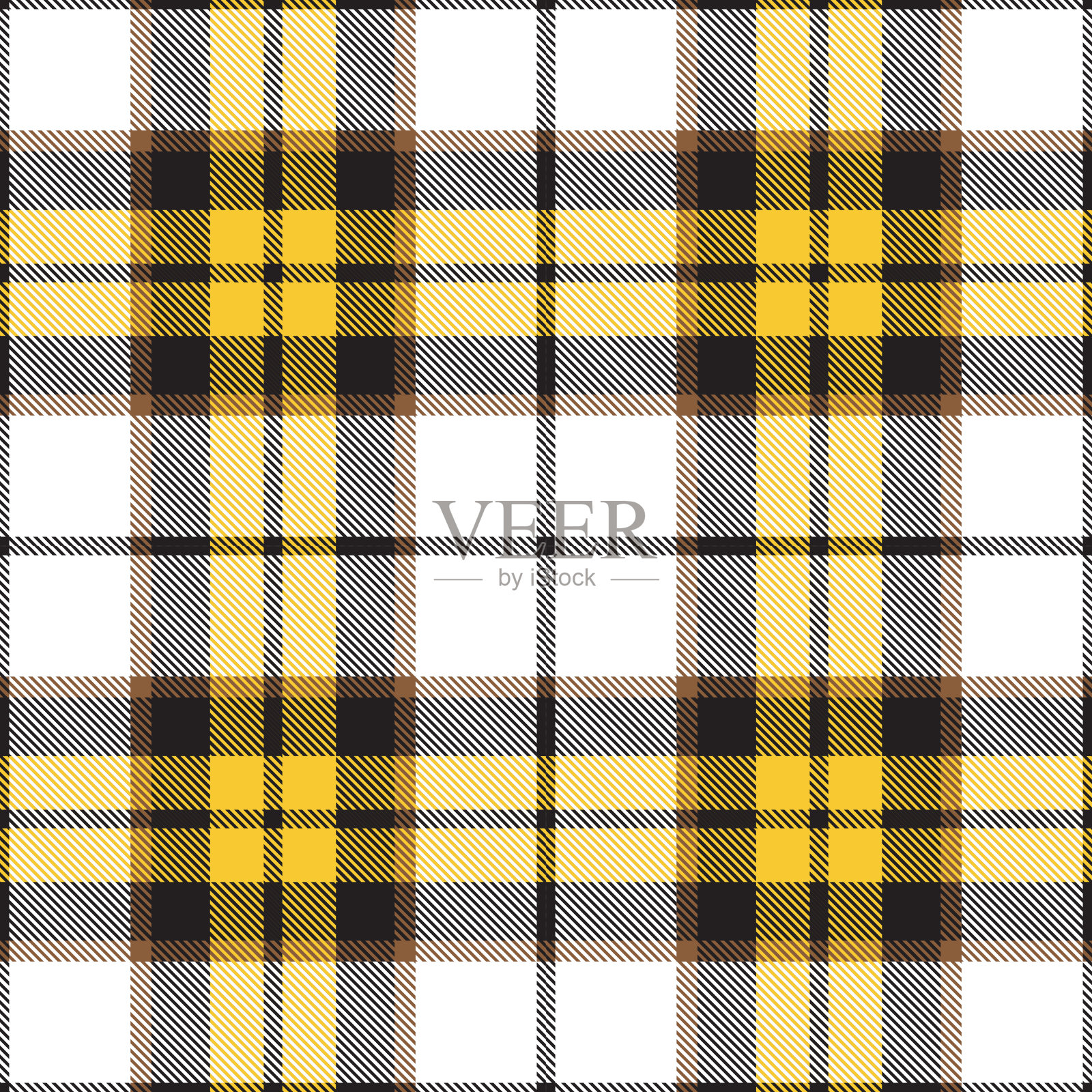 黄色和黑色格子花格纺织图案插画图片素材