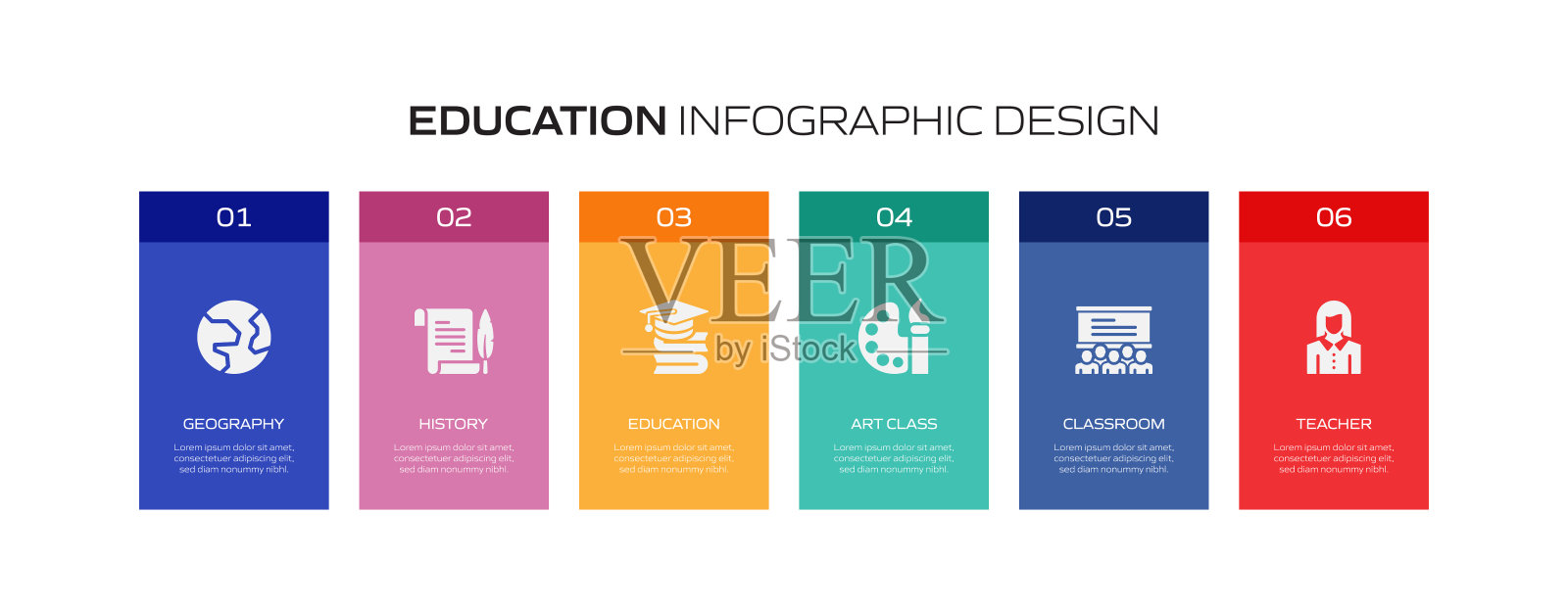 教育和学校相关过程信息图模板。过程时间图。使用线性图标的工作流布局插画图片素材