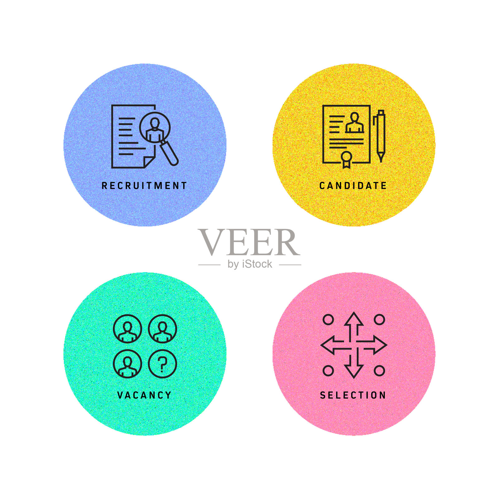 招聘相关的线条图标。向量符号说明。插画图片素材