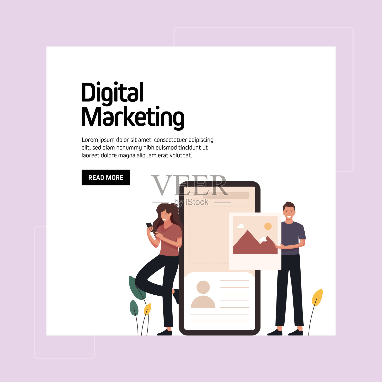 数字营销概念矢量插图网站横幅，广告和营销材料，在线广告，业务演示等。插画图片素材