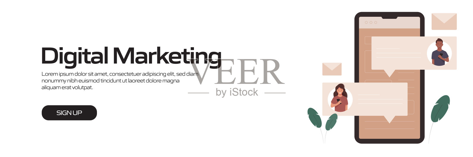 数字营销概念矢量插图网站横幅，广告和营销材料，在线广告，业务演示等。插画图片素材