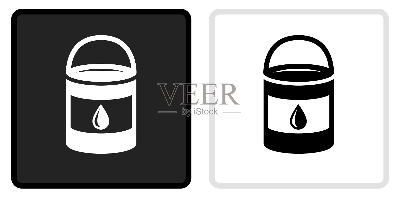 油漆桶图标上的黑色按钮与白色滚动插画图片素材