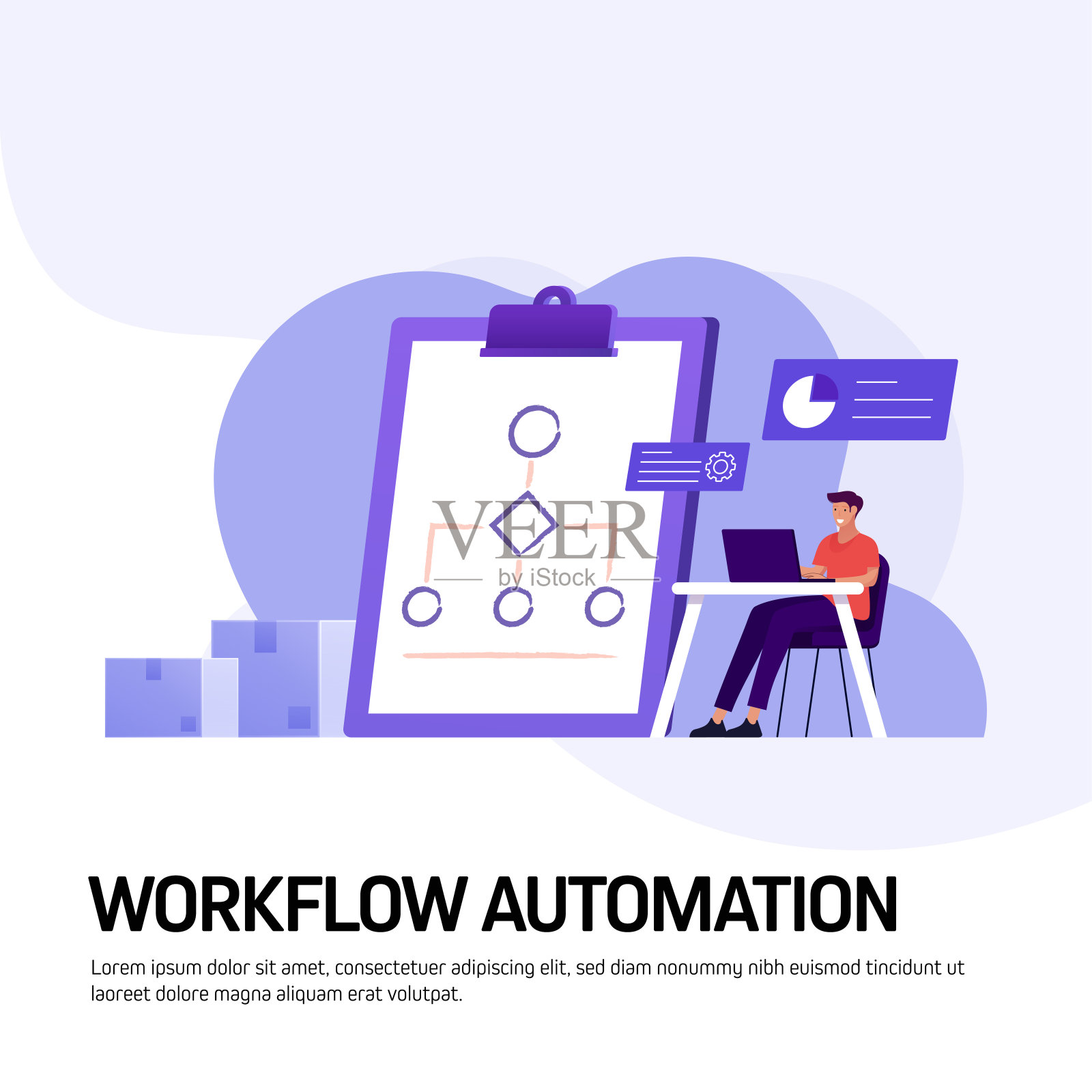 工作流自动化概念矢量插图网站横幅，广告和营销材料，在线广告，业务演示等。插画图片素材