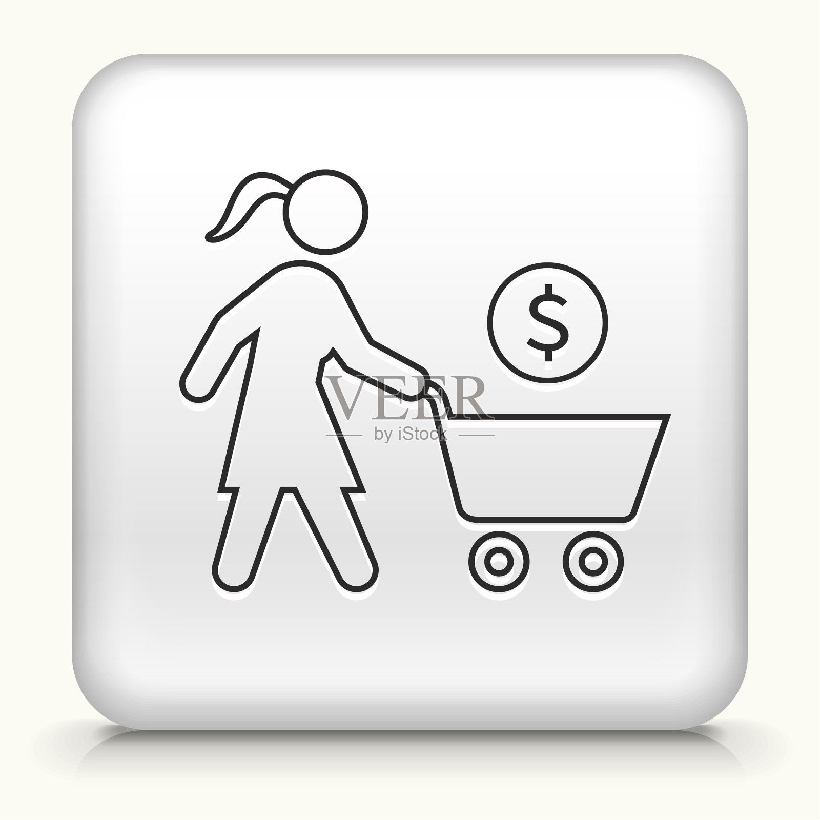 有购物车图标的女人插画图片素材