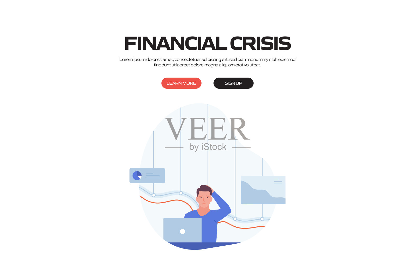 经济，金融危机和衰退的概念矢量插图网站横幅，广告和营销材料，在线广告，业务演示等。插画图片素材