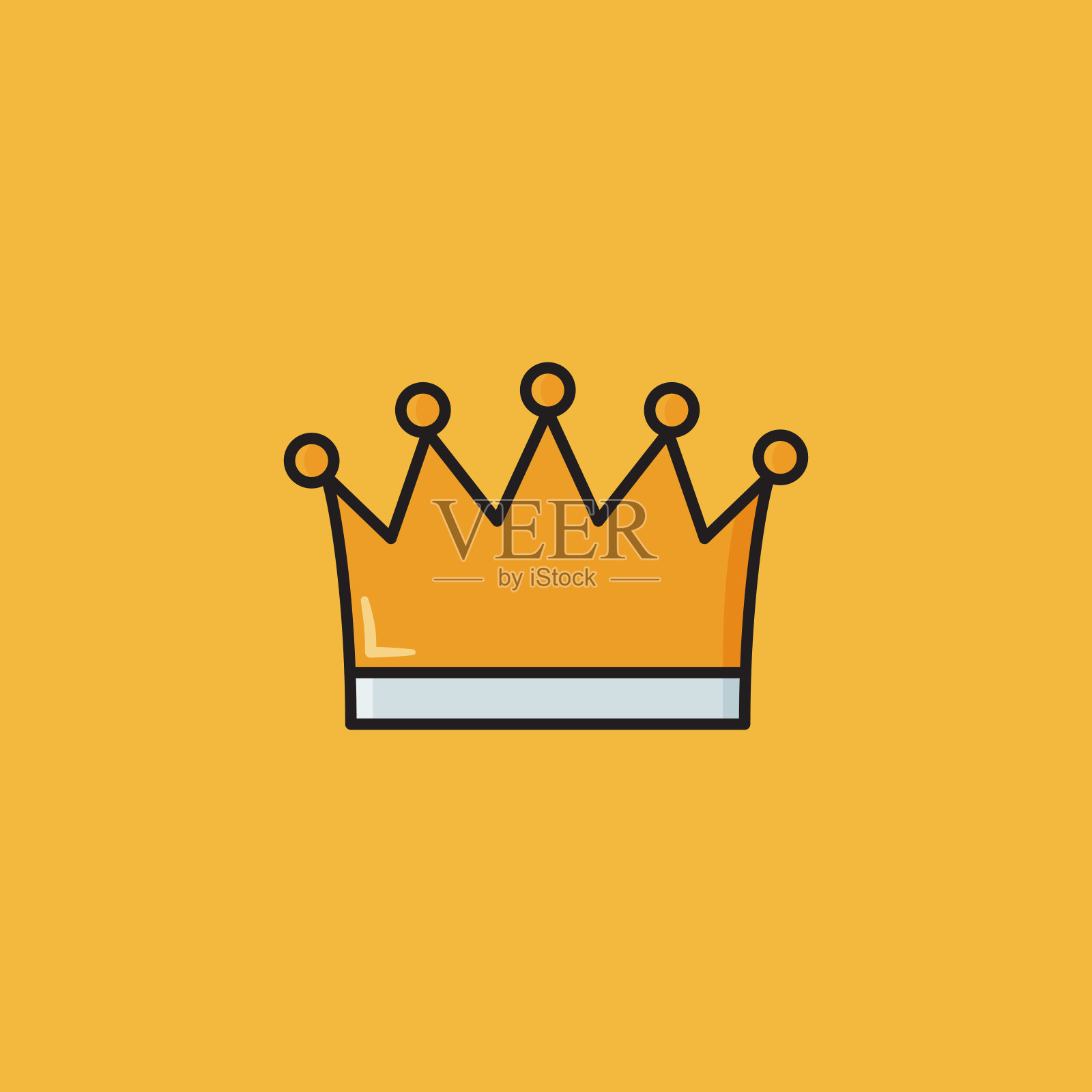 平面线设计风格皇冠图标，轮廓符号矢量插图插画图片素材