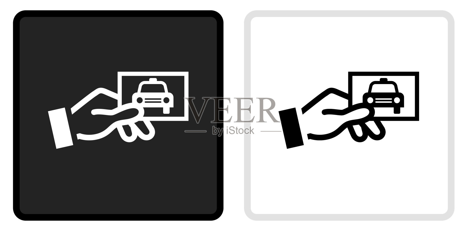 出租车卡图标在黑色按钮与白色翻车插画图片素材