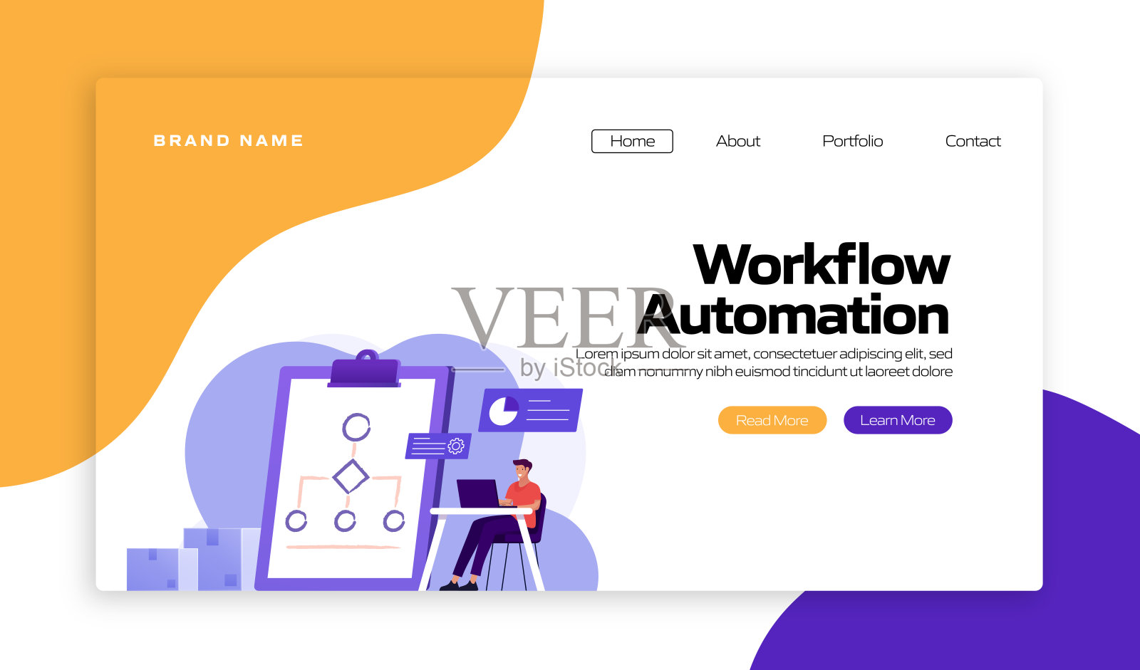 工作流程自动化概念矢量插图登陆页面模板，网站横幅，广告和营销材料，在线广告，业务演示等。插画图片素材
