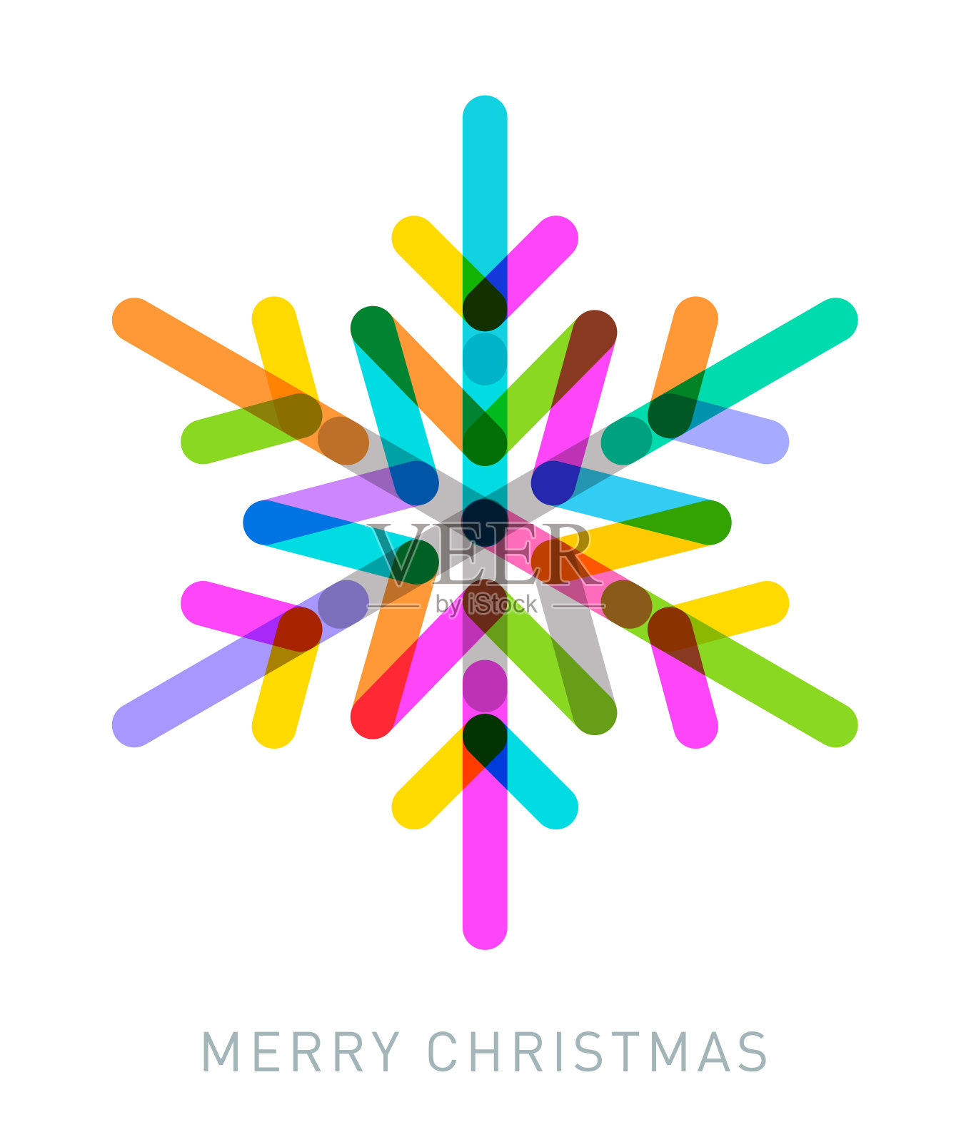 彩色雪花图标问候插画图片素材