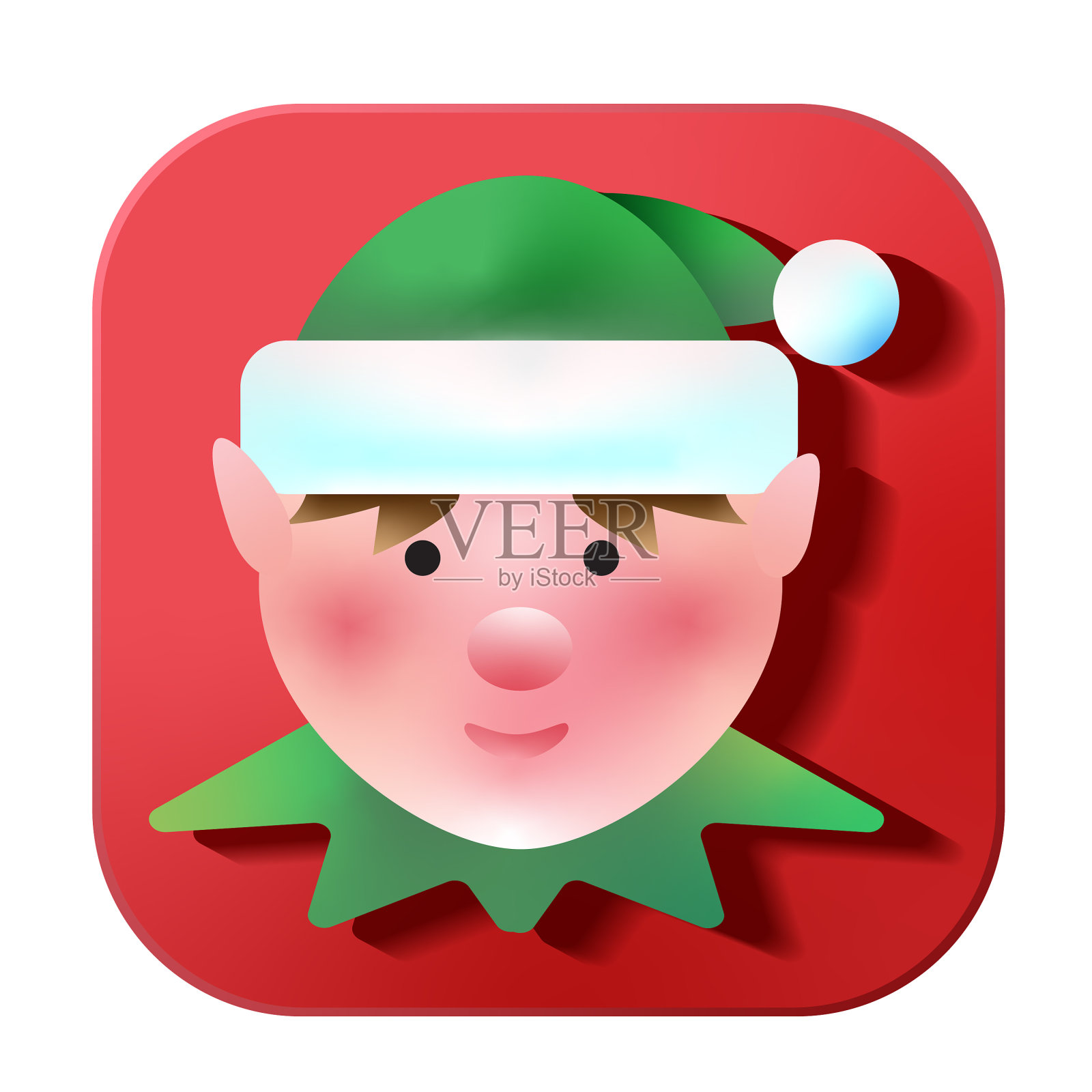 圣诞3D应用圣诞精灵图标设计在充满活力的渐变颜色图标素材