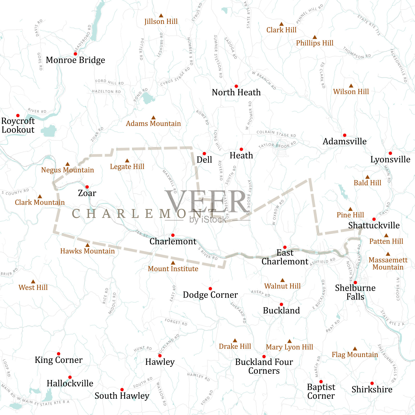 MA富兰克林查理蒙特矢量路线图插画图片素材