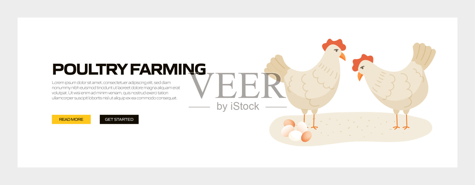 家禽养殖概念矢量插图网站横幅，广告和营销材料，在线广告，商业展示等。插画图片素材