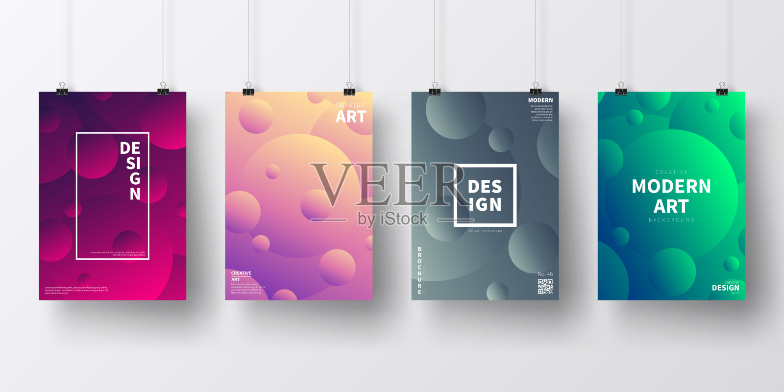 海报与几何彩色设计，孤立在白色背景插画图片素材