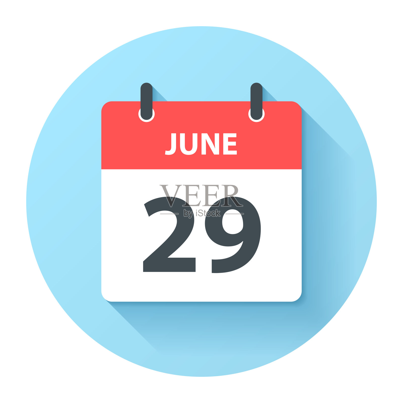 6月29日-圆日日历图标在平面设计风格插画图片素材