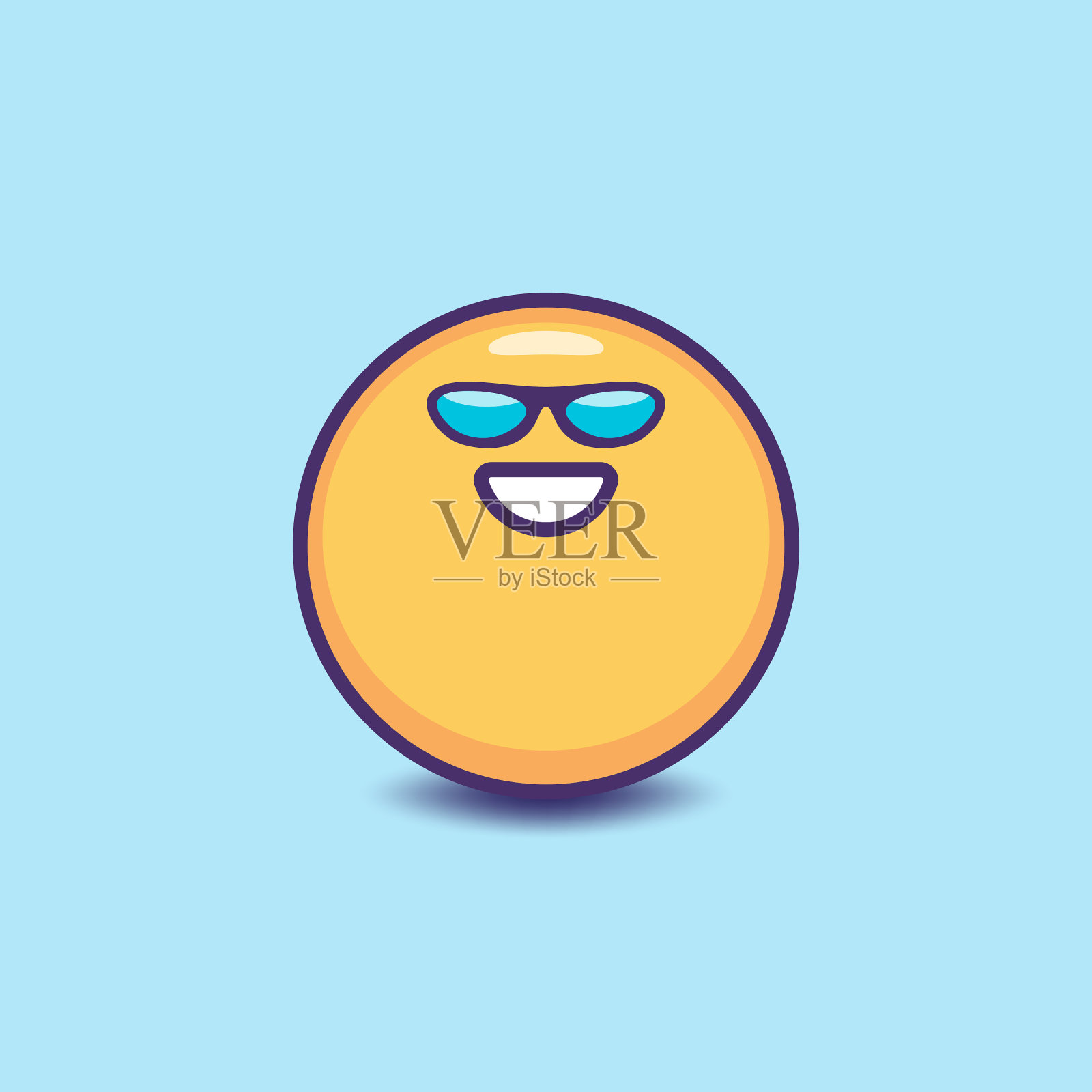 蓝色背景的表情插画图片素材