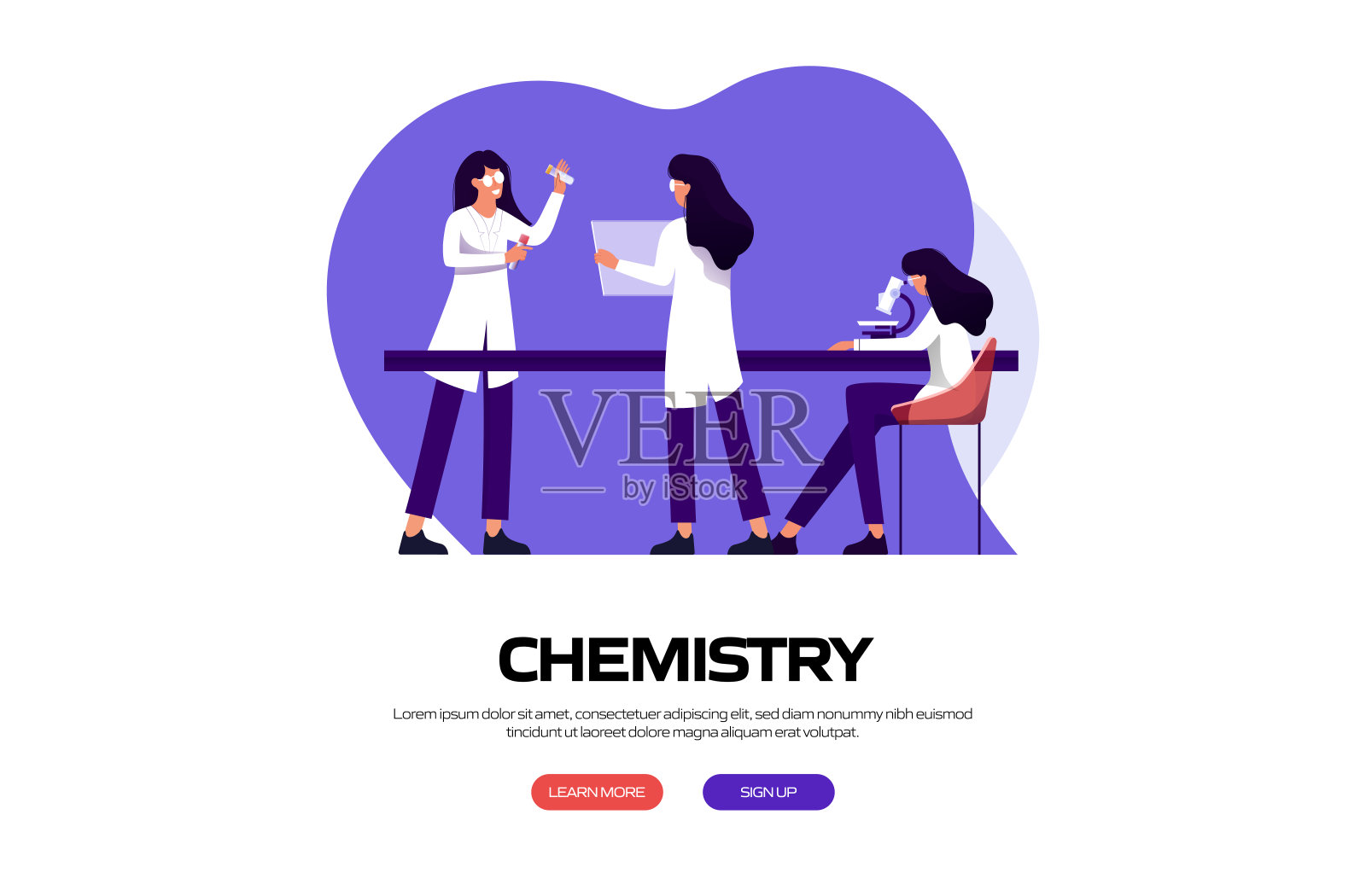 化学相关矢量插图登陆页面模板，网站横幅，广告和营销材料，在线广告，业务演示等。插画图片素材