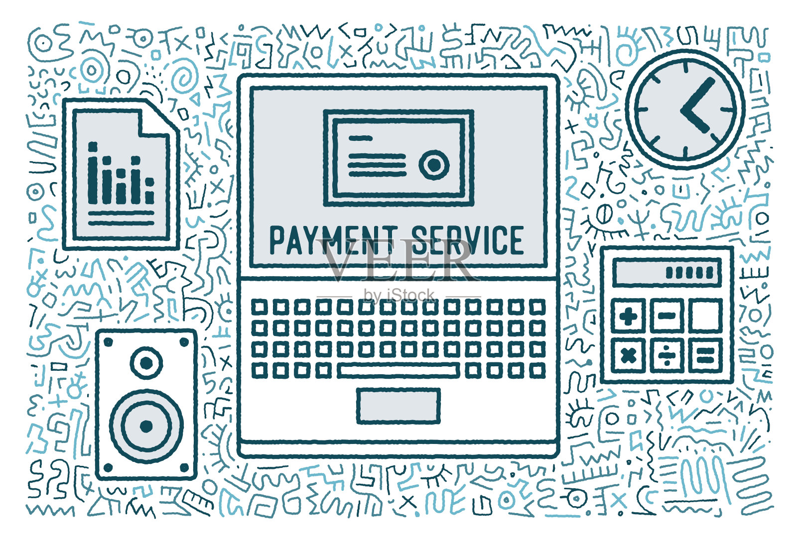 支付服务内容营销涂鸦风格插画图片素材