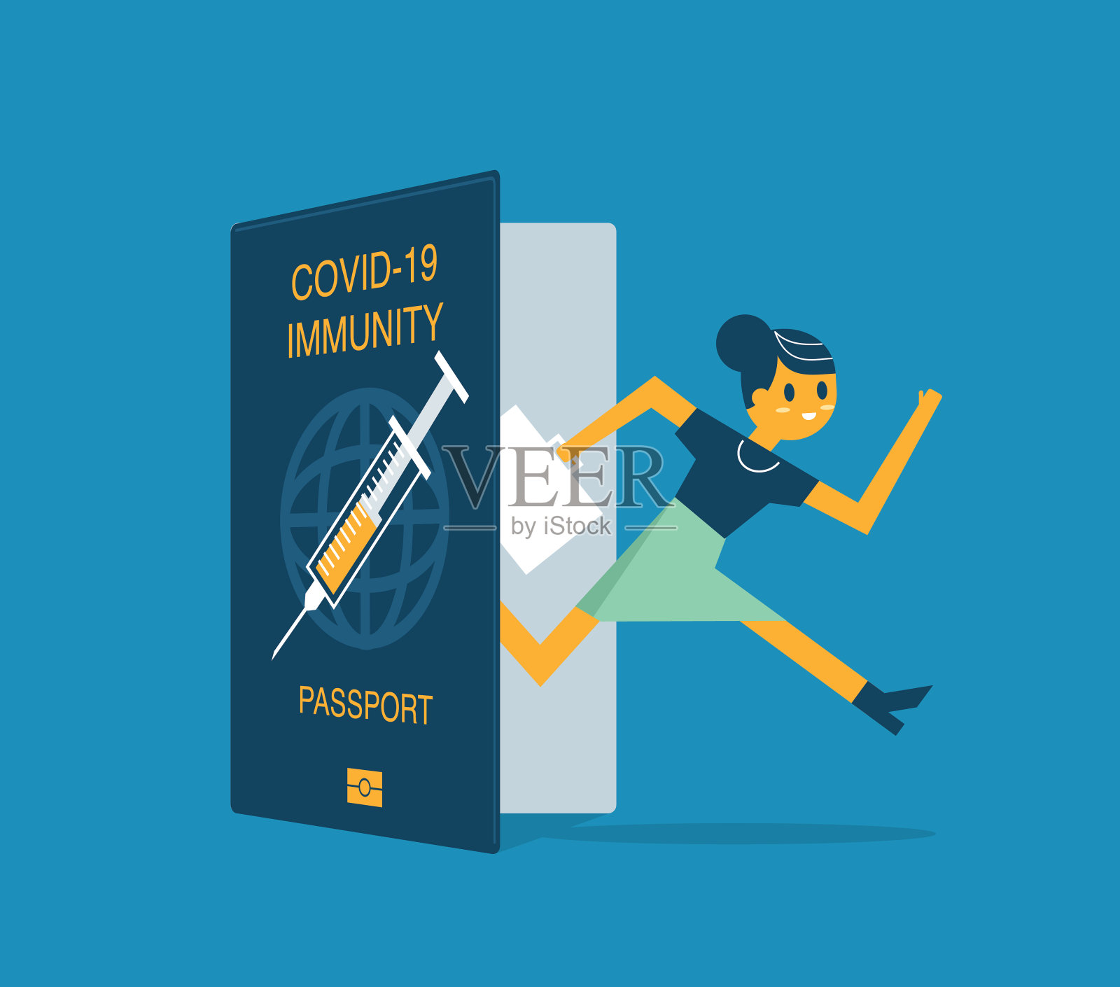 女商人-疫苗护照插画图片素材