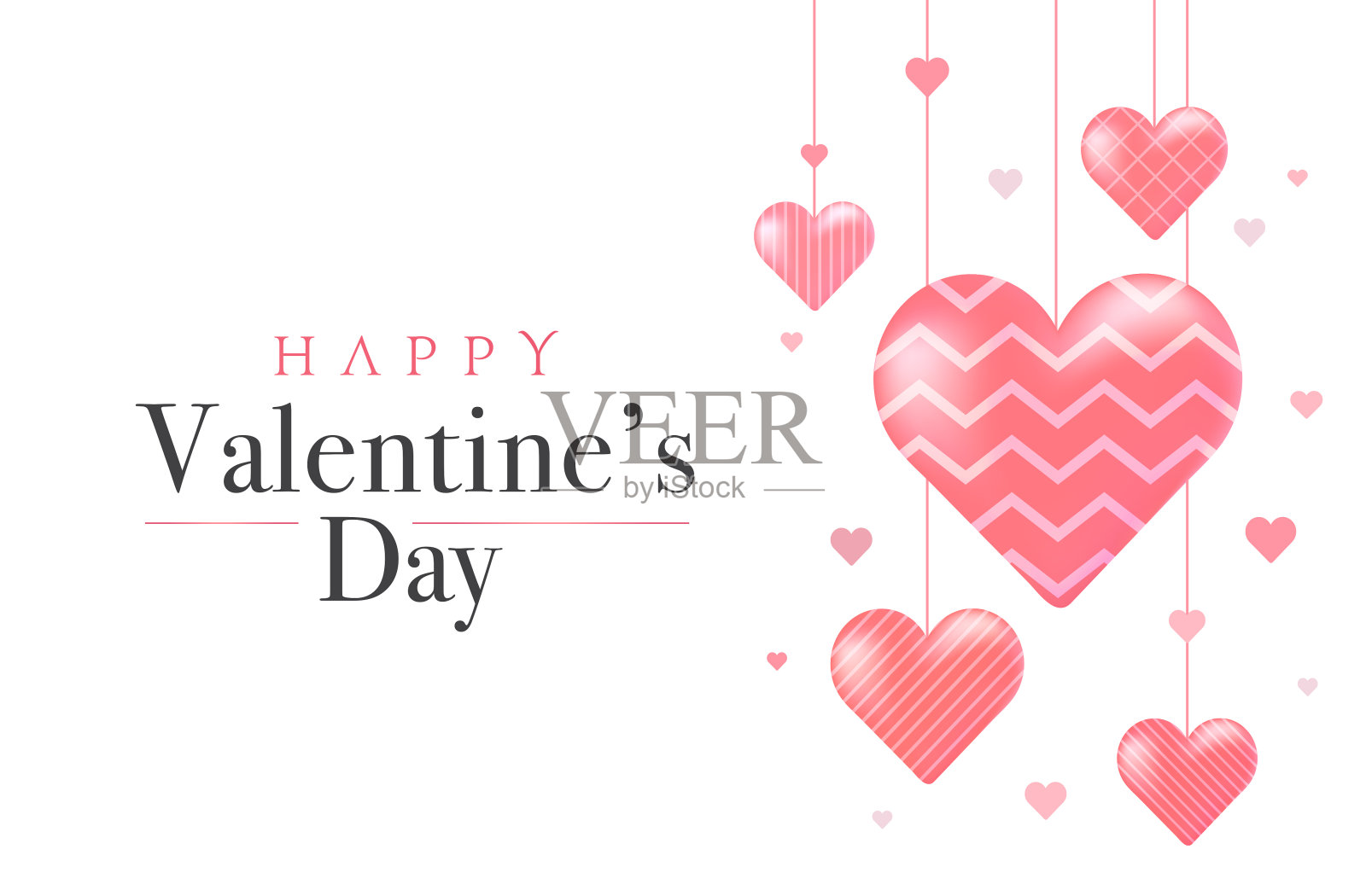 情人节悬挂心形卡片插画图片素材