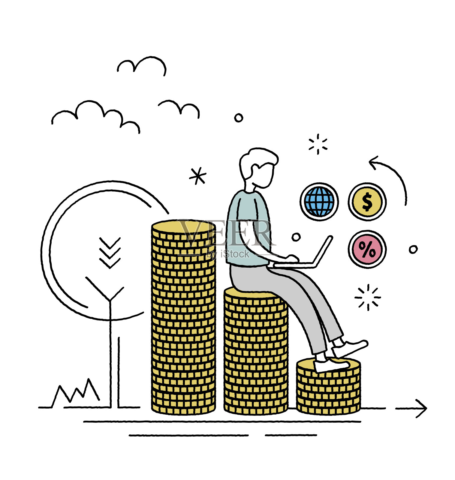 涂鸦风格线运营成本人物插图插画图片素材