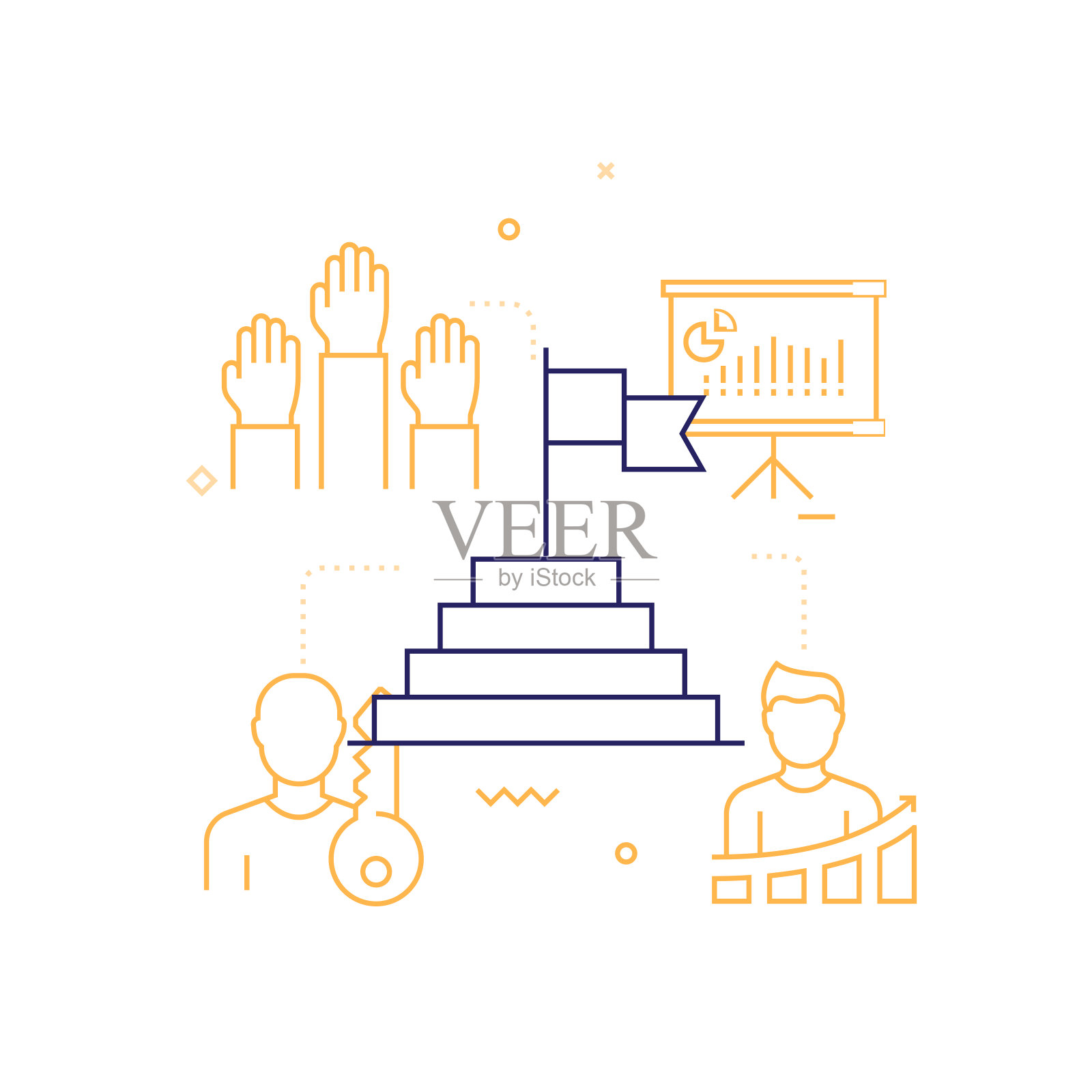 业务人员相关的线图标，轮廓向量符号插图。插画图片素材