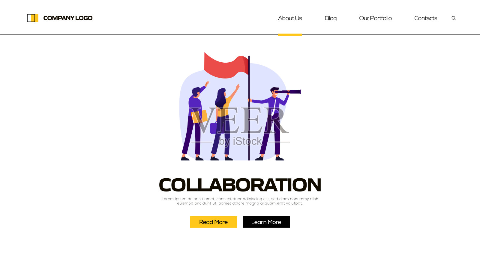 协作概念矢量插图登陆页面模板，网站横幅，广告和营销材料，在线广告，业务演示等。插画图片素材