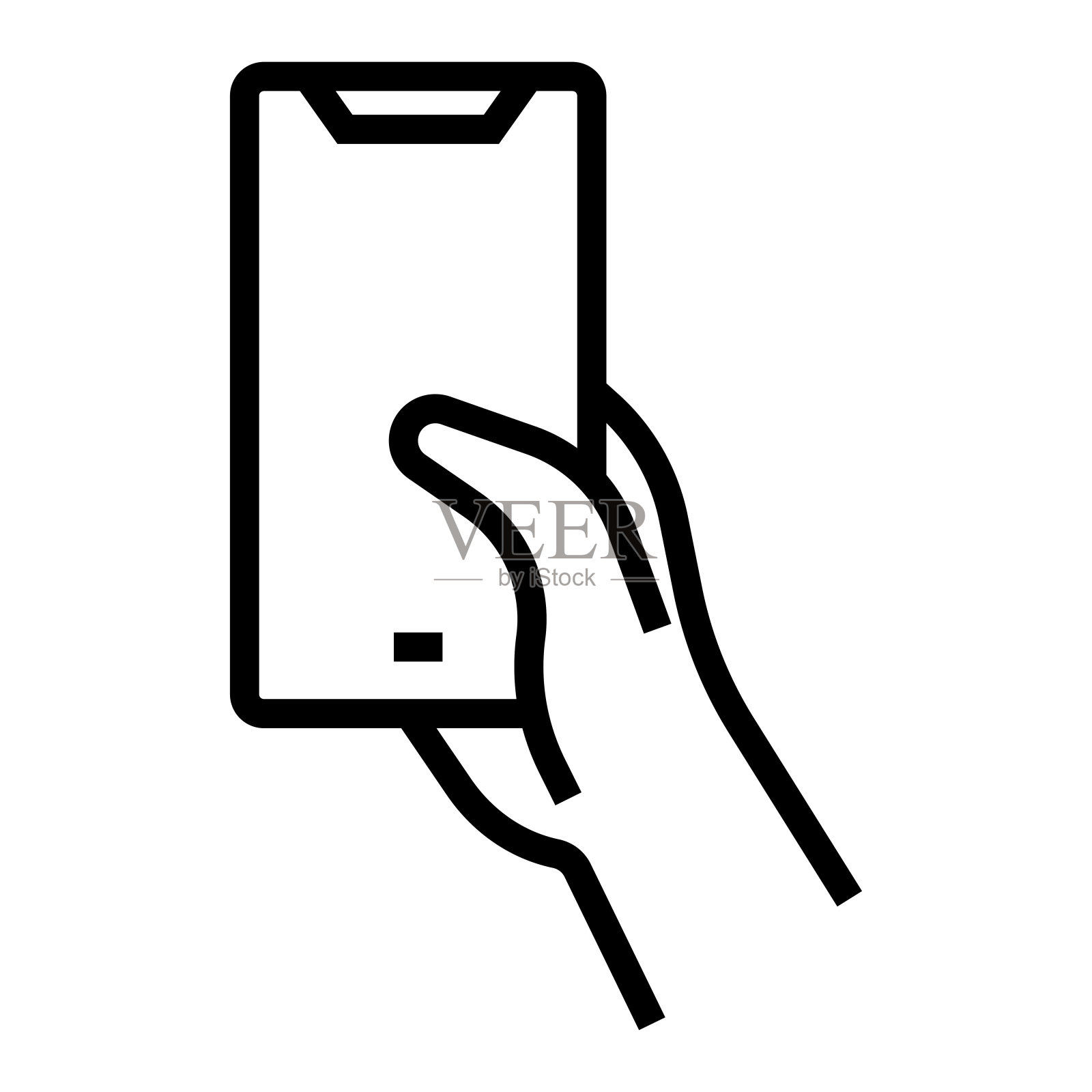 使用智能手机线图标，轮廓符号矢量插图设计元素图片