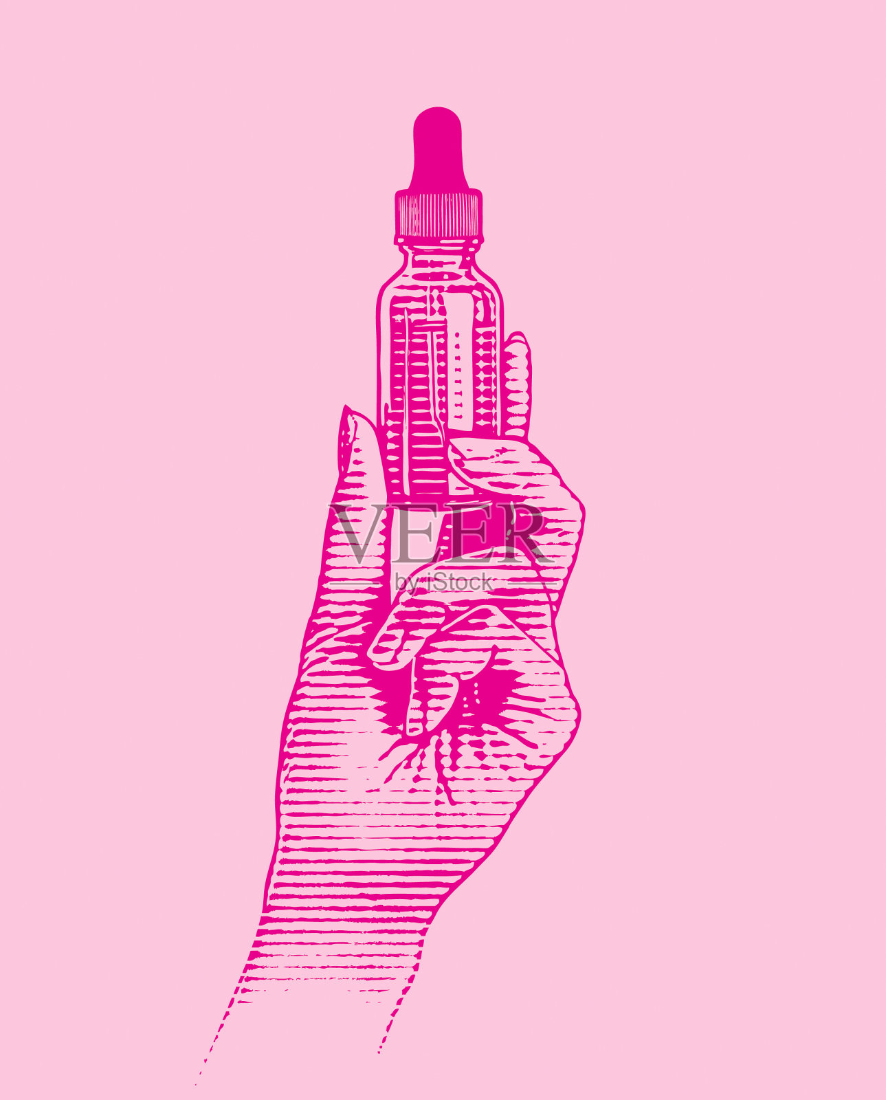 手握CBD油瓶和吸管插画图片素材