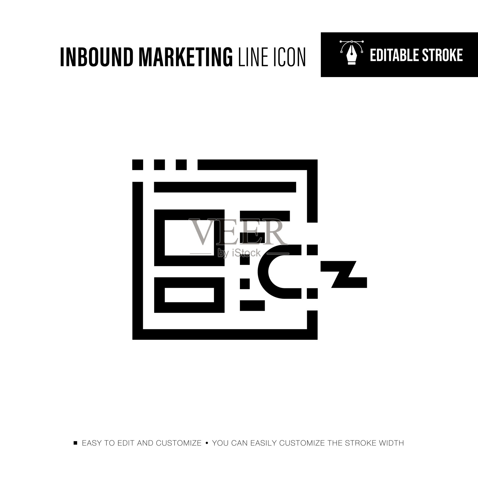 入站营销可编辑的笔画线图标插画图片素材