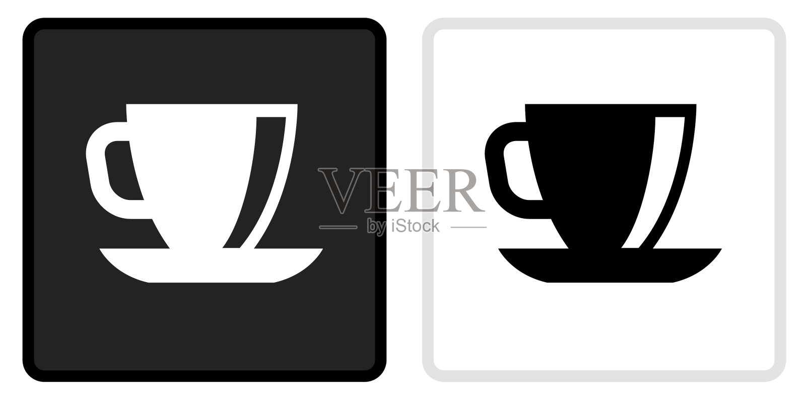 咖啡图标上的黑色按钮与白色翻转设计元素图片