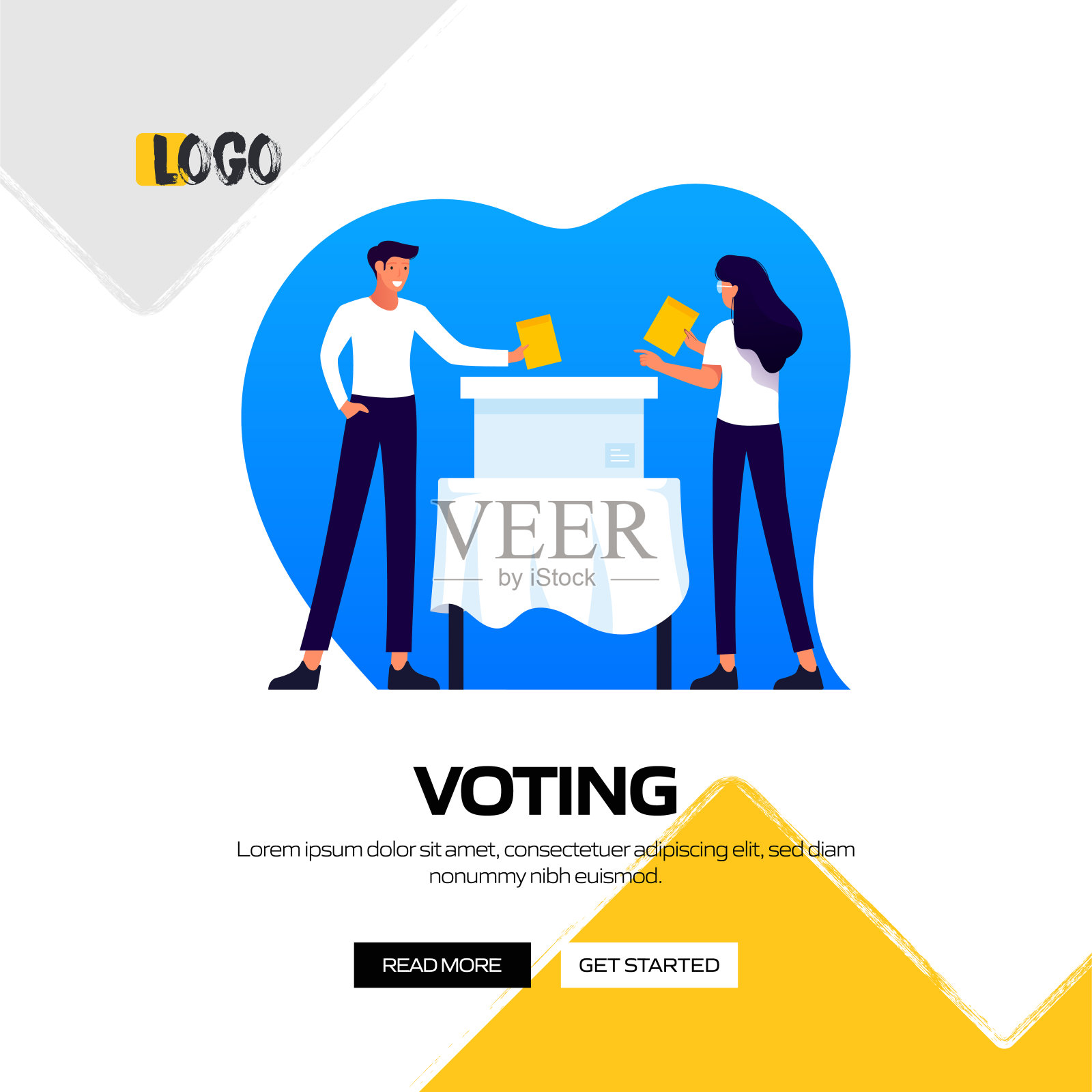投票概念矢量插图网站横幅，广告和营销材料，在线广告，社会媒体营销等。插画图片素材