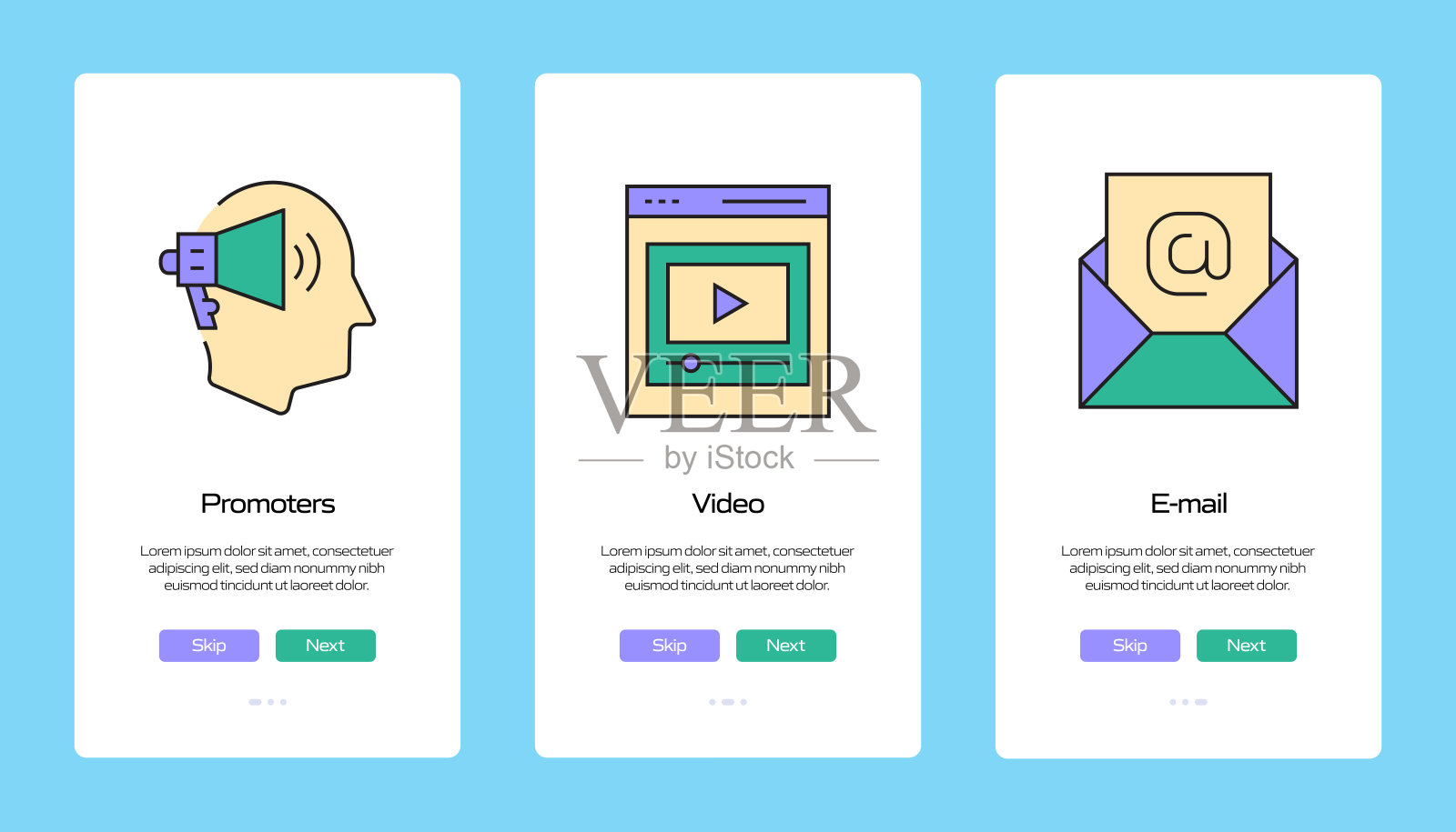 入站营销概念入站移动应用程序页面屏幕与平面图标。UI设计模板矢量插图插画图片素材